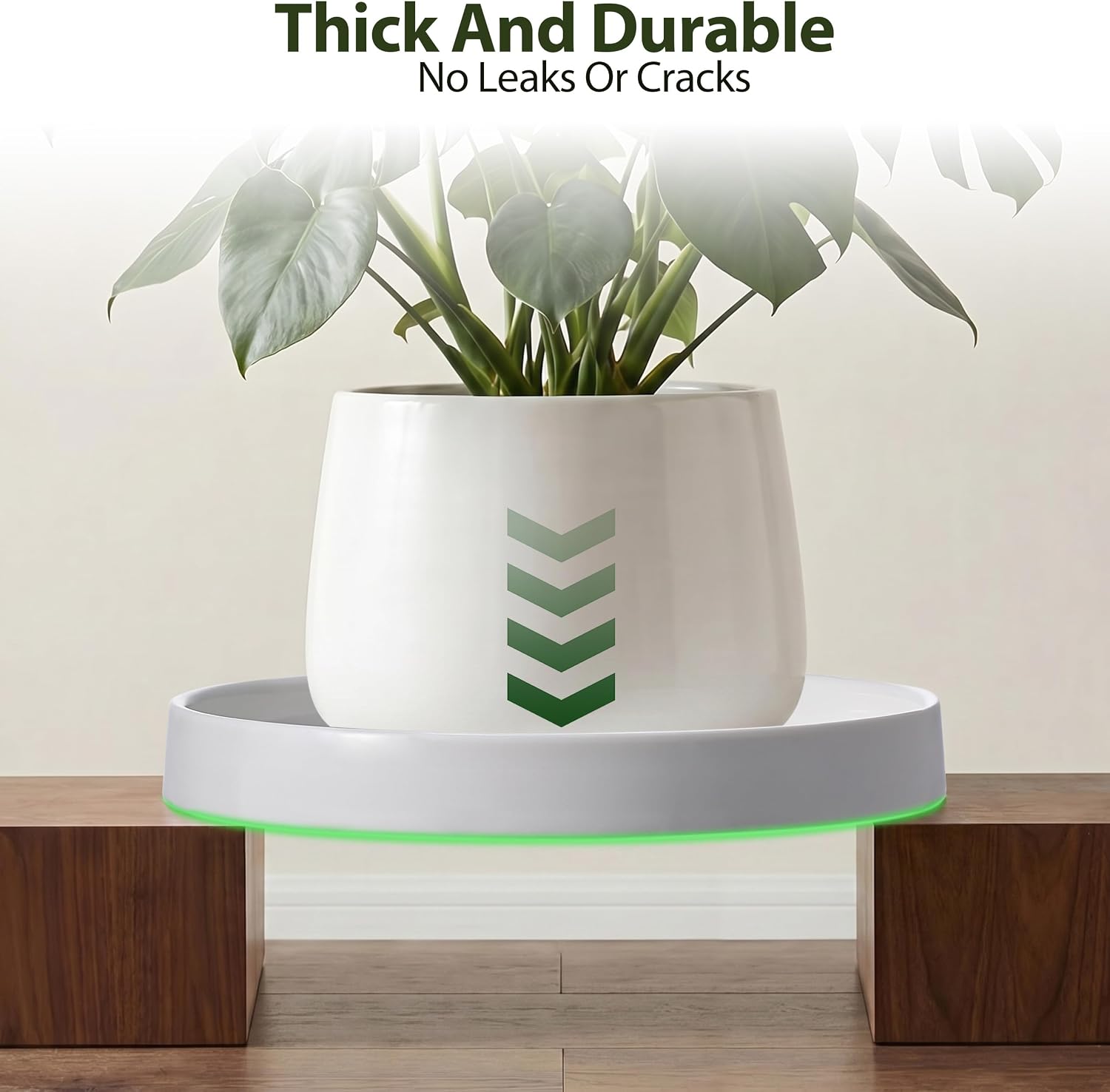 Ceramic Plant Saucer 8.5 Inch 2 Pack White, Fits Pot Base Under 8 Inch | Sturdy, Leak-Proof, Indoor Outdoor Planter