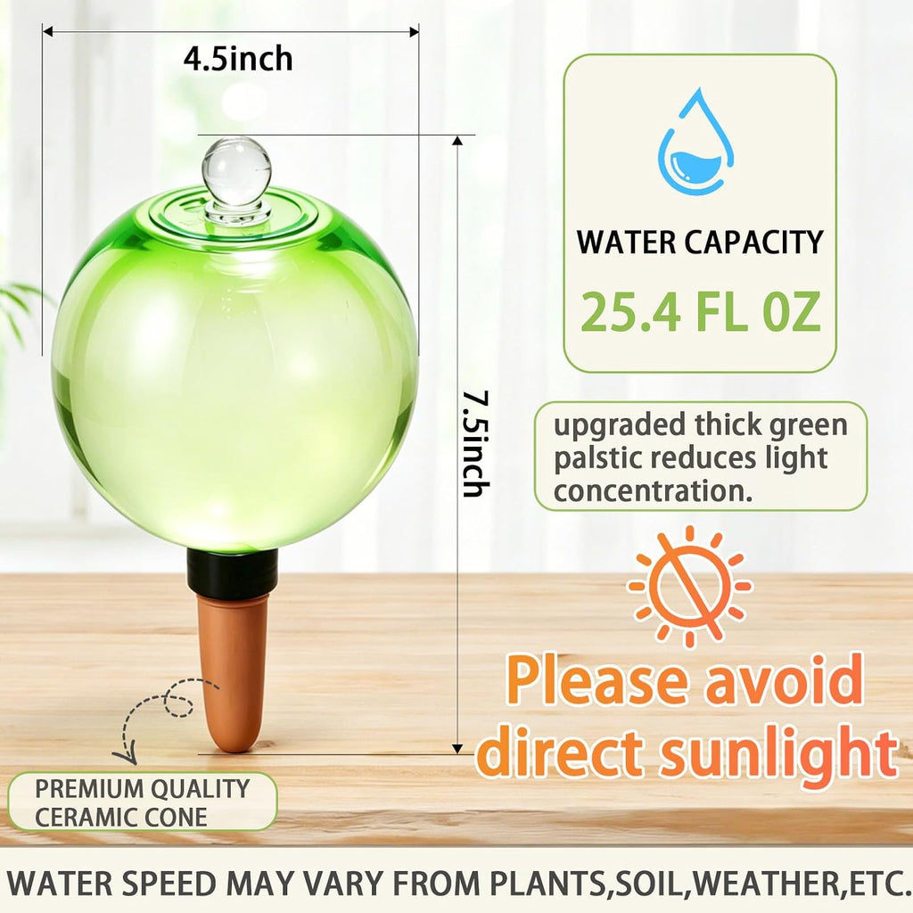 Self Watering Globes – Extra Large, 25.4 fl oz, Terracotta Spikes | Slow-release indoor/outdoor. 750ml (25.4 oz), lasts