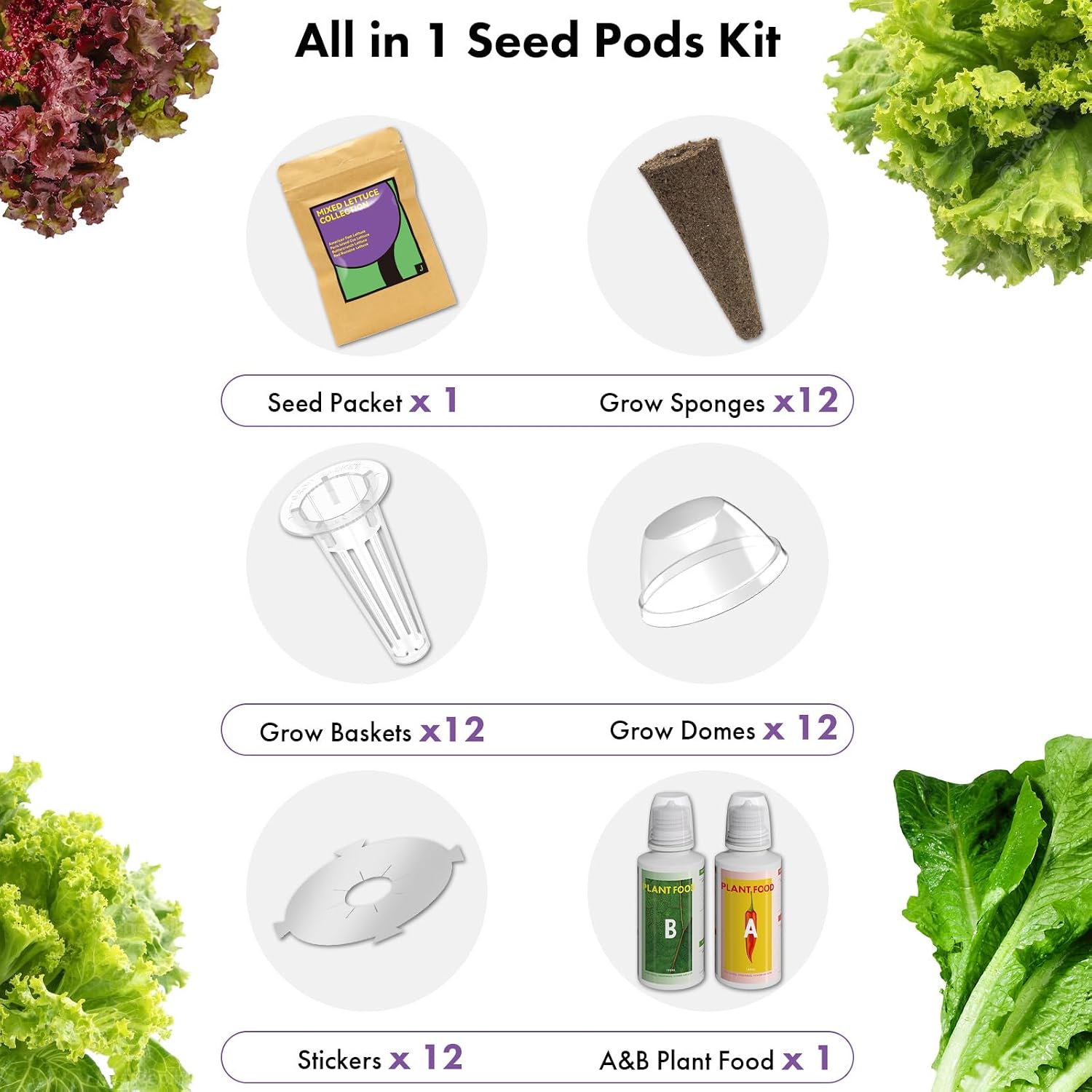 LYKOCLEAN Salad Romaine Lettuce Seed Pods for AeroGarden,Ahopegarden, iDOO Hydroponics Growing System,350 Seeds+