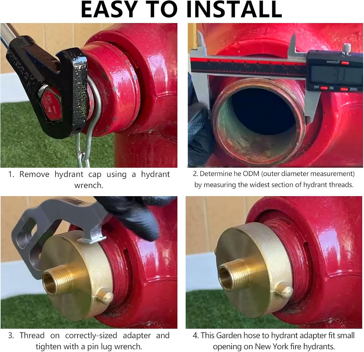 Brass Fire Hydrant Hose Adapter 2-1/2"NST/NH Femalex3/4"GHT Male Connector | Garden Hose Brass Fire Equipment Brass