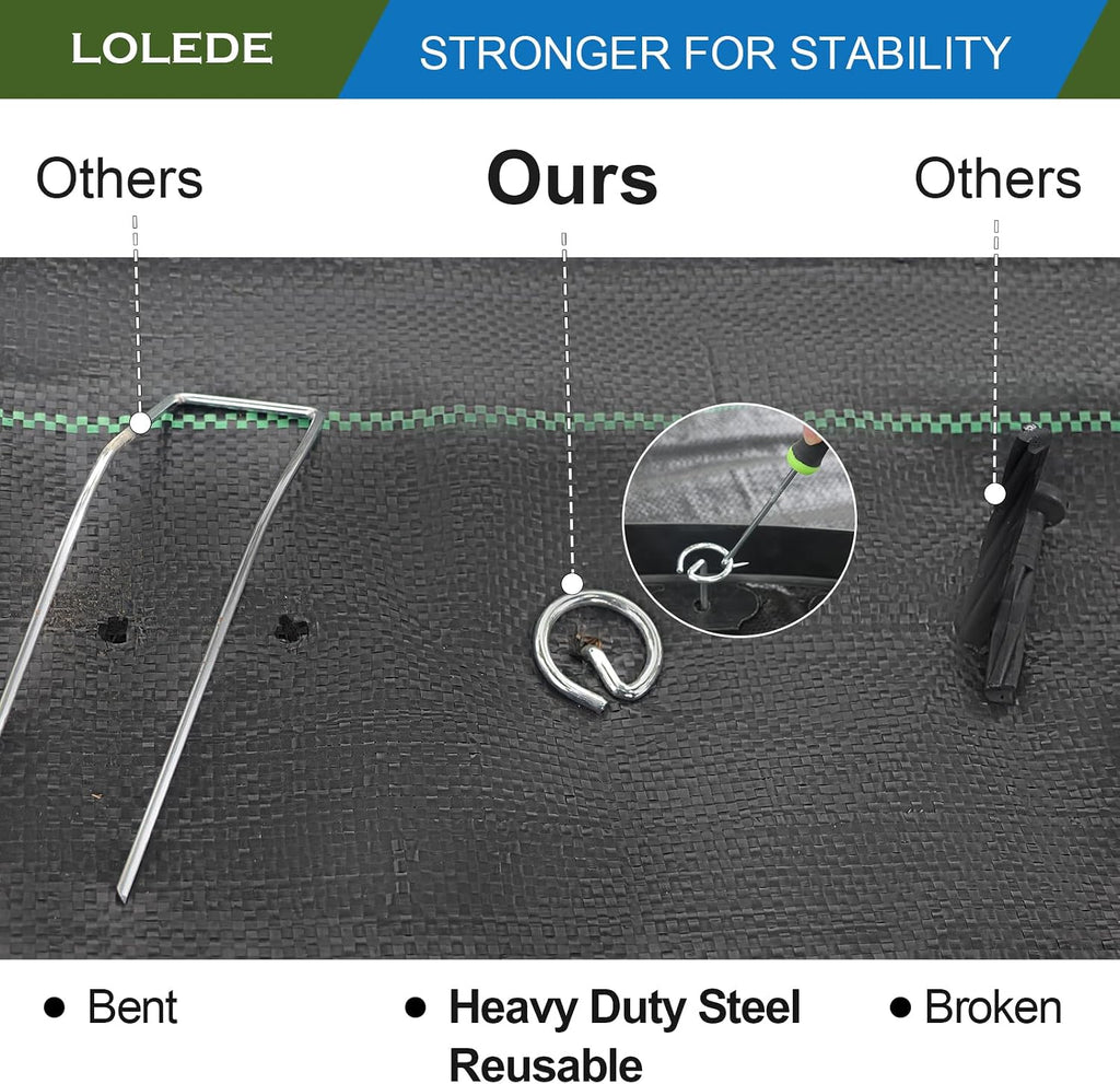 Landscape Staples Set（100Pcs） Thickened 6 Inch 8 Gauge Galvanized Garden Pins Set, Anti-Rust Heavy Duty Circle Top
