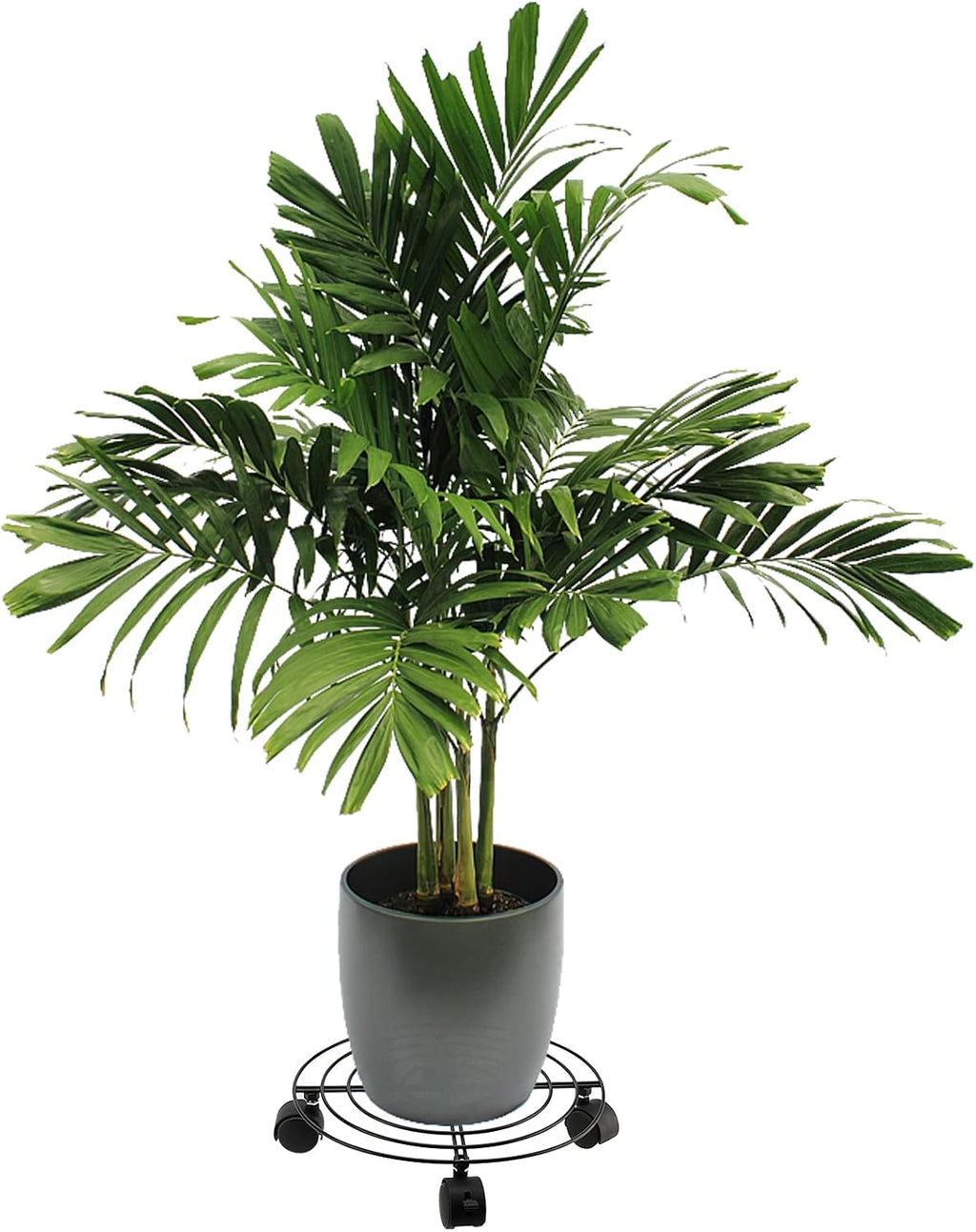 SINJEUN 4 Pack 10.6 Inch Metal Plant Caddy, Rolling Potted Plant Dolly, Flower Pots Plant Stand with Lockable Wheels