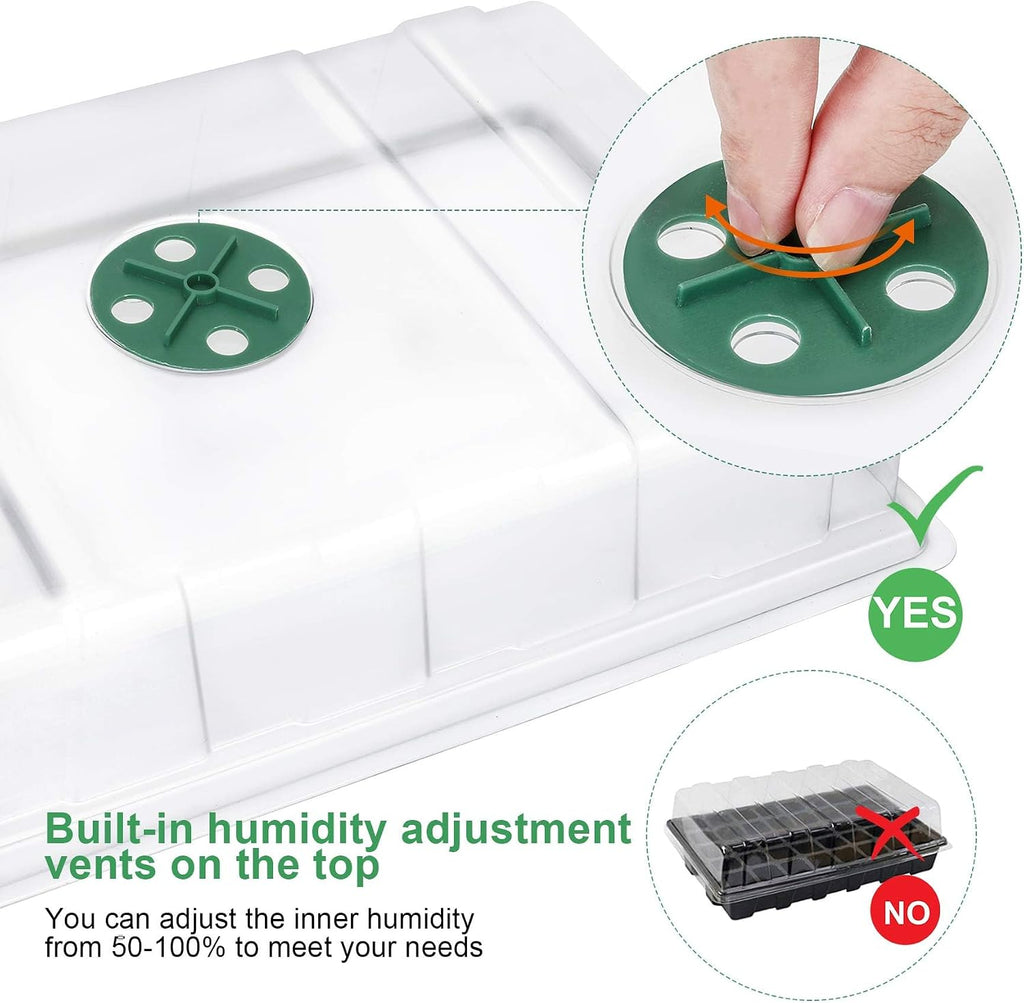 MIXC Seedling Trays Seed Starter Tray, 10-Pack Mini Propagator Plant Grow Kit Greenhouse with Humidity Vented Domes and