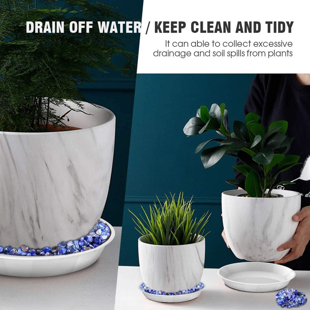 6 Pack Plant Saucer, 4 6 8 10 12 Inch Heavy Duty Plastic Flower Pot Water Catcher Tray Round Drip Pallets for Indoors