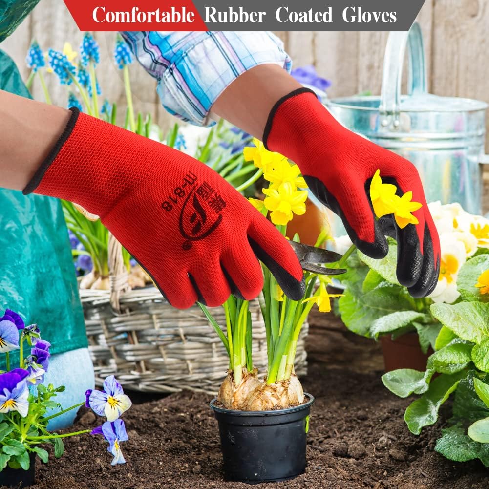 YOUKE OLA 90 Pair Gardening Gloves for Men Women, Breathable Rubber Coated Garden Gloves Working Gloves for Gardening