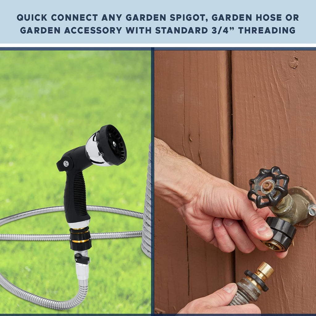 Brass Leak Resistant Garden Quick Connect & Disconnect Water Hose End Fittings, Female & Male Quick Release 3/4 Inch