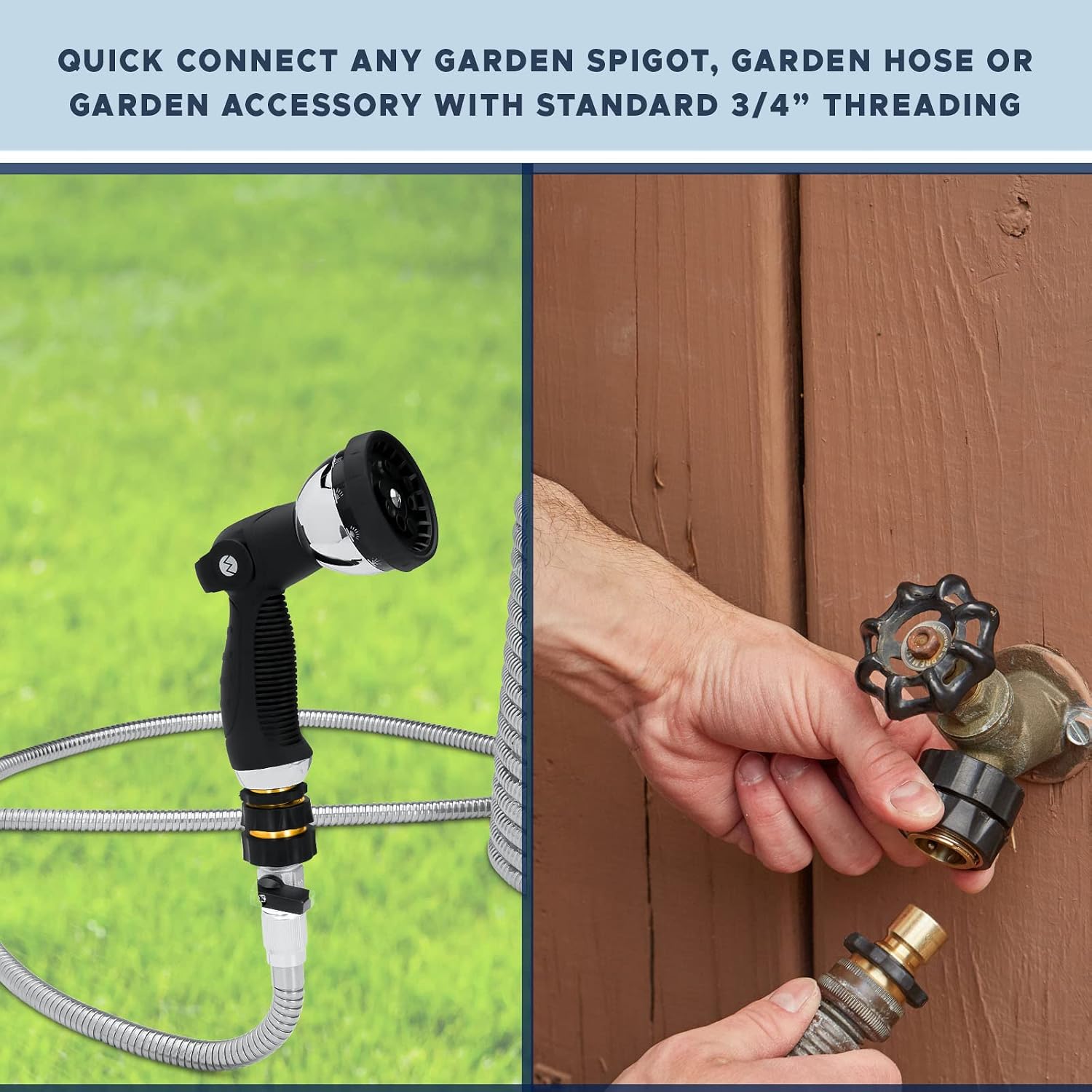 Brass Leak Resistant Garden Quick Connect & Disconnect Water Hose End Fittings, Female & Male Quick Release 3/4 Inch