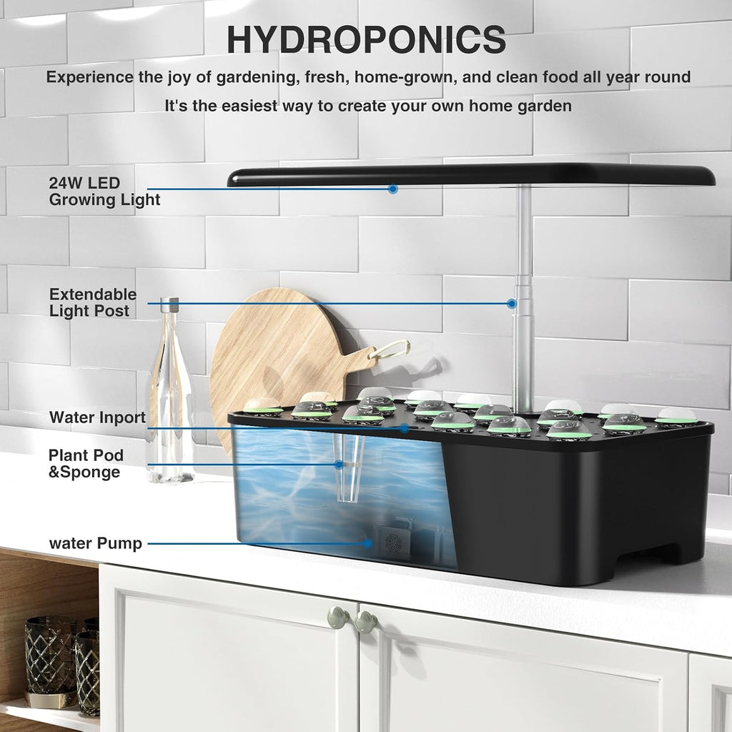 Hydroponics Growing System Herb Garden - MUFGA 18 Pods Indoor Gardening System with LED Grow Light, Plants Germination