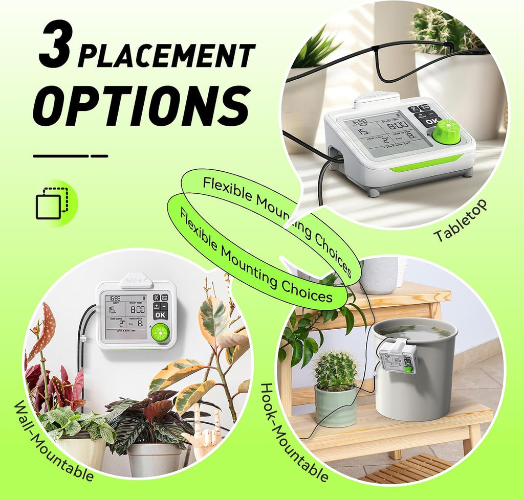 RAINPOINT Indoor Large Display Automatic Plant Waterer Kit | Drip Irrigation System with Next Watering Countdown