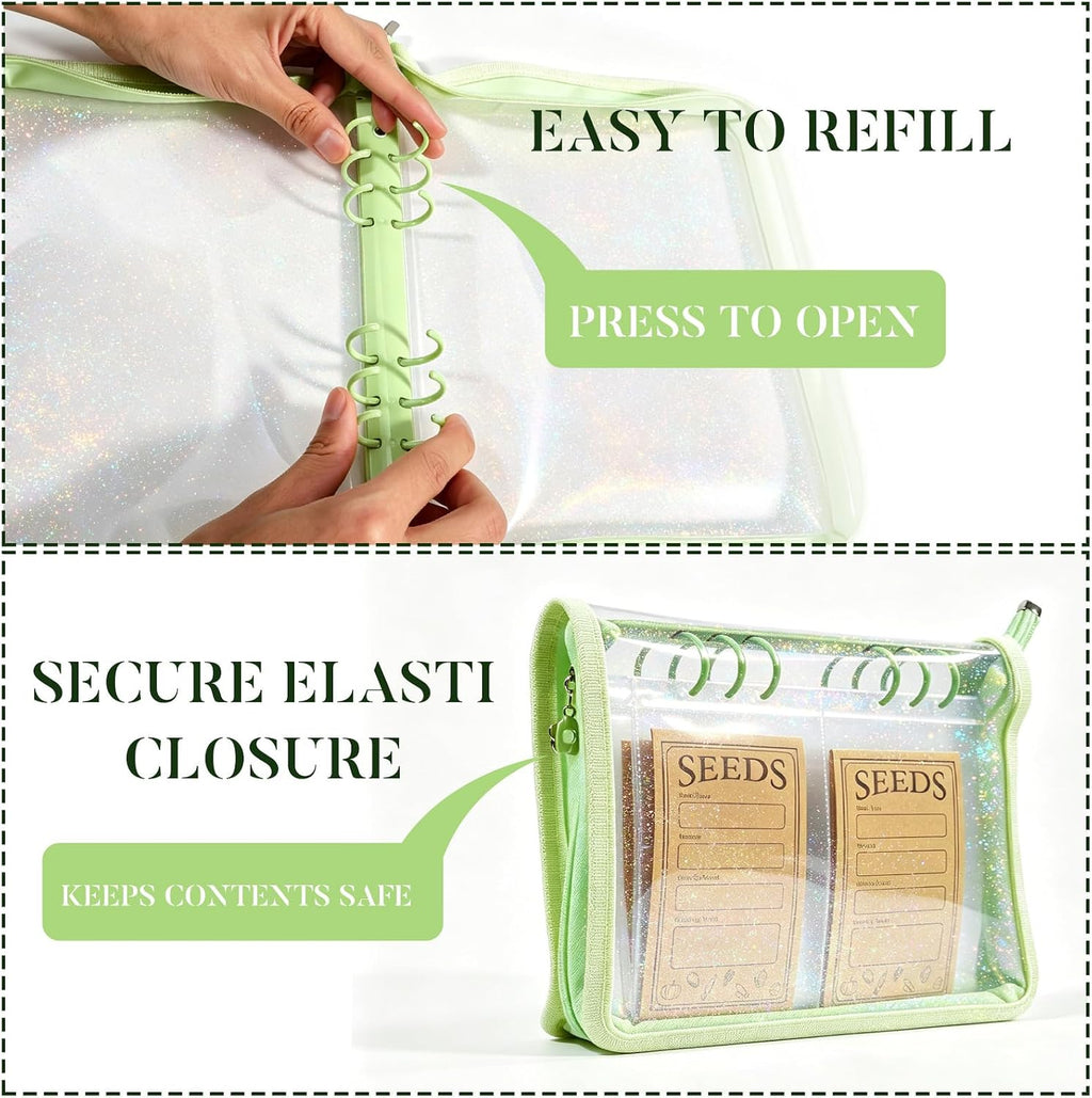 Seed Storage Organizer Binder, Seed Packet Organizer with 160 Pockets(80 Pack Resealable Seed Envelopes),3.9x5.3 Inch