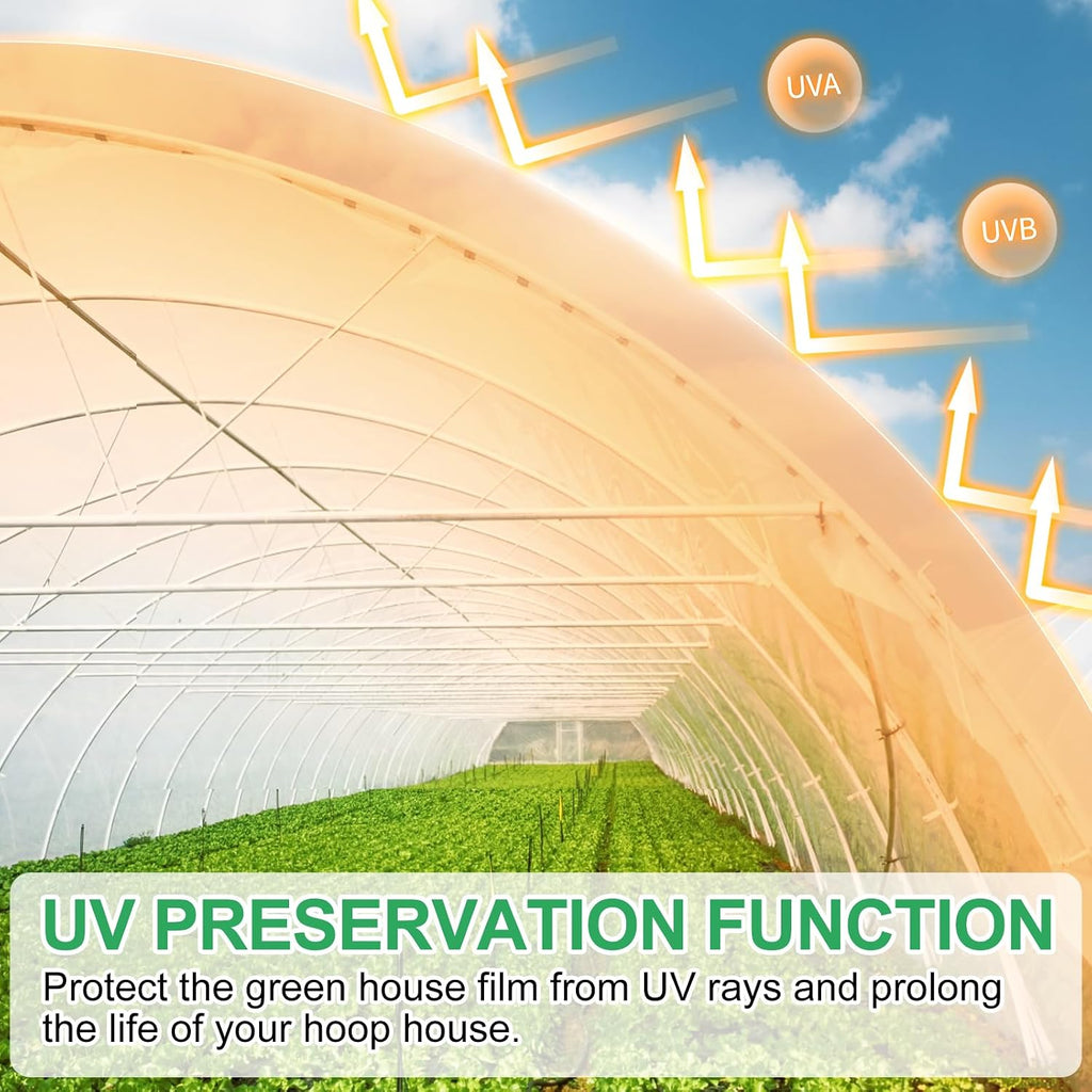 Farm Clear Greenhouse Plastic Film Sheeting Cover, 6 mil UV Resistant Polyethylene Film, Hoop House Garden Green House