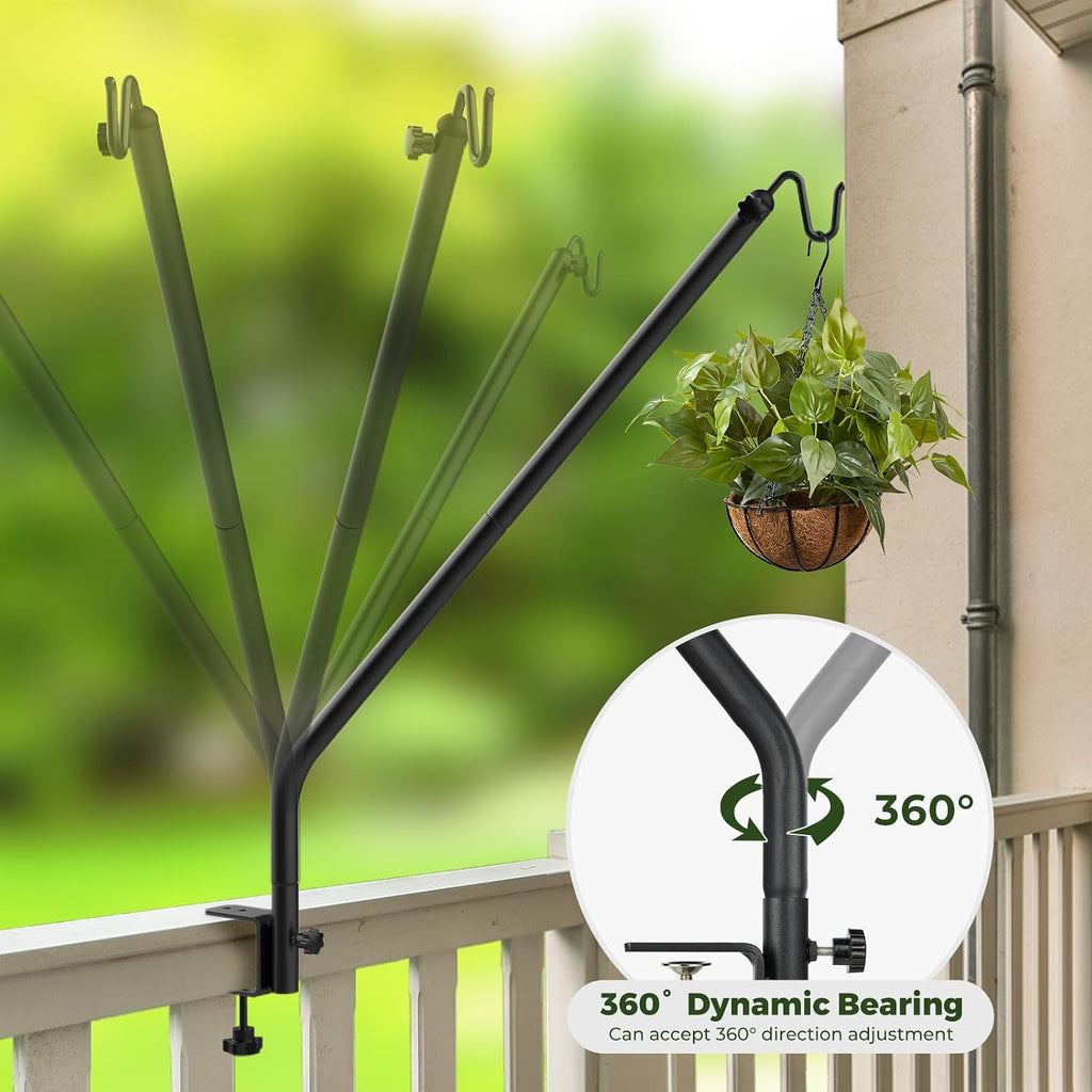 Kingsyard 2 Pack Heavy Duty Deck Hook, 27"-39" Adjustable Metal Deck Railing Hooks for Hanging Bird Feeders, Planters