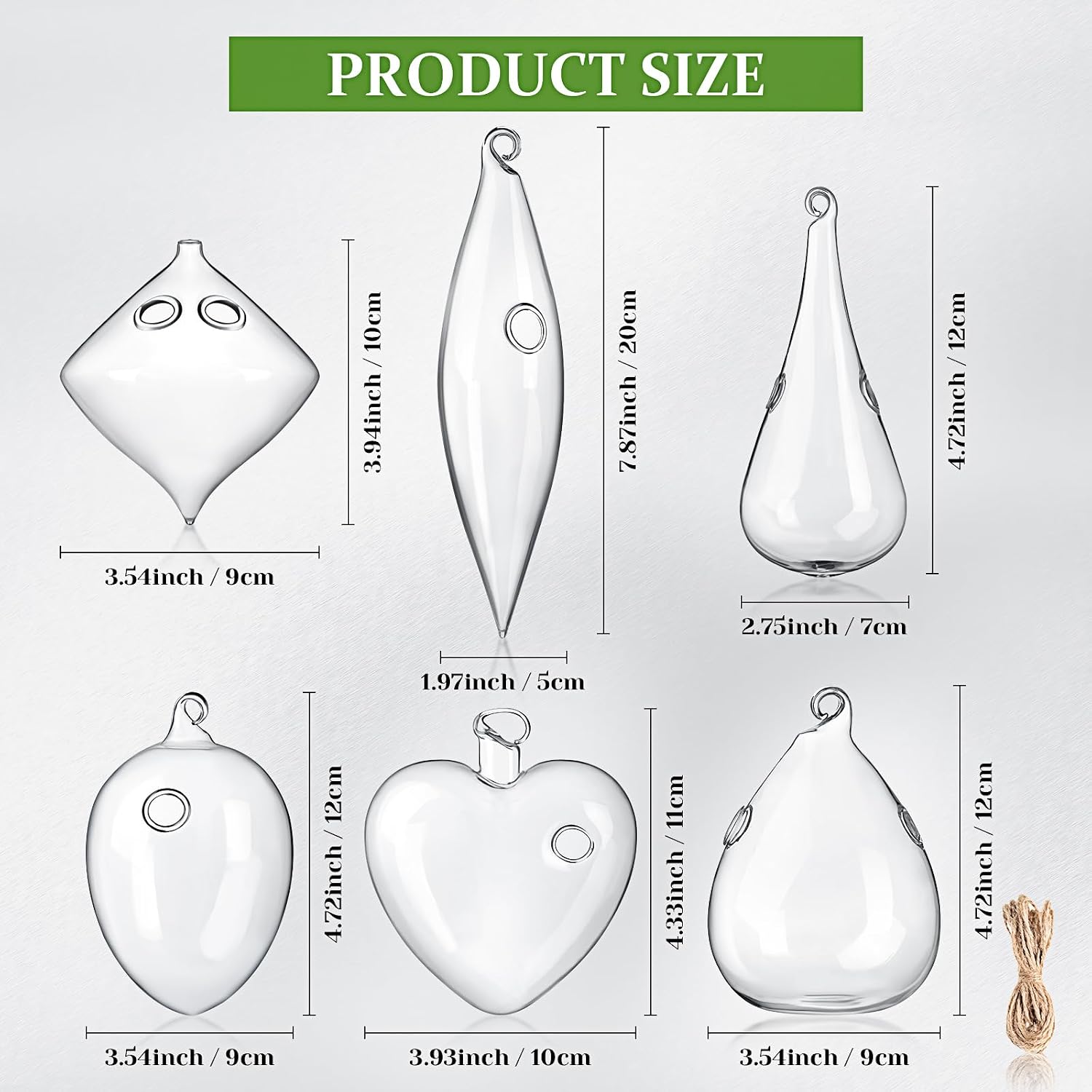 Zopeal 6 Set Wall Hanging Glass Planter Terrarium Propagation Station Vase Container Watering Squeeze Bottle with Rope