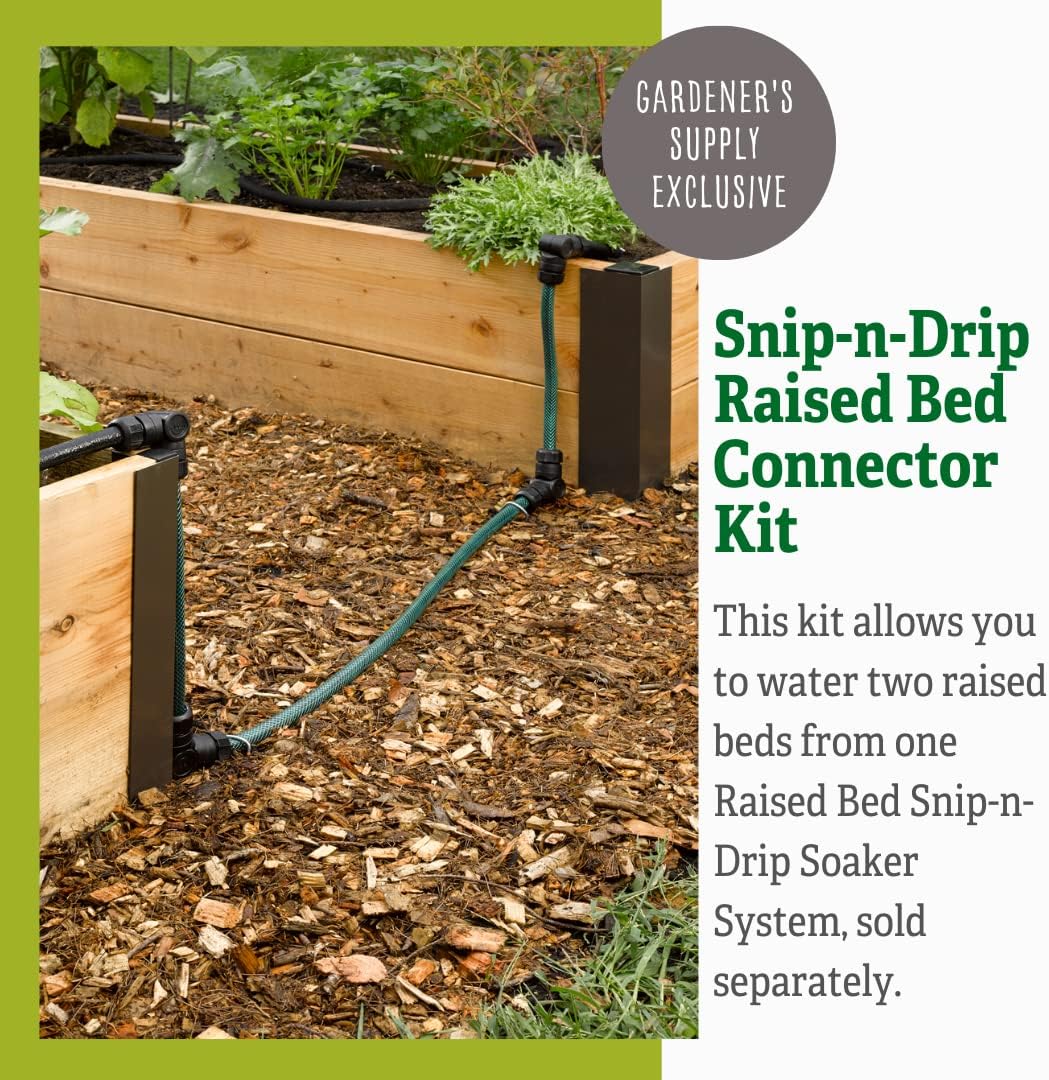 Gardeners Supply Company Snip and Drip Connector Kit | Watering Soaker Sprinkler System Extender, For Raised Garden Bed
