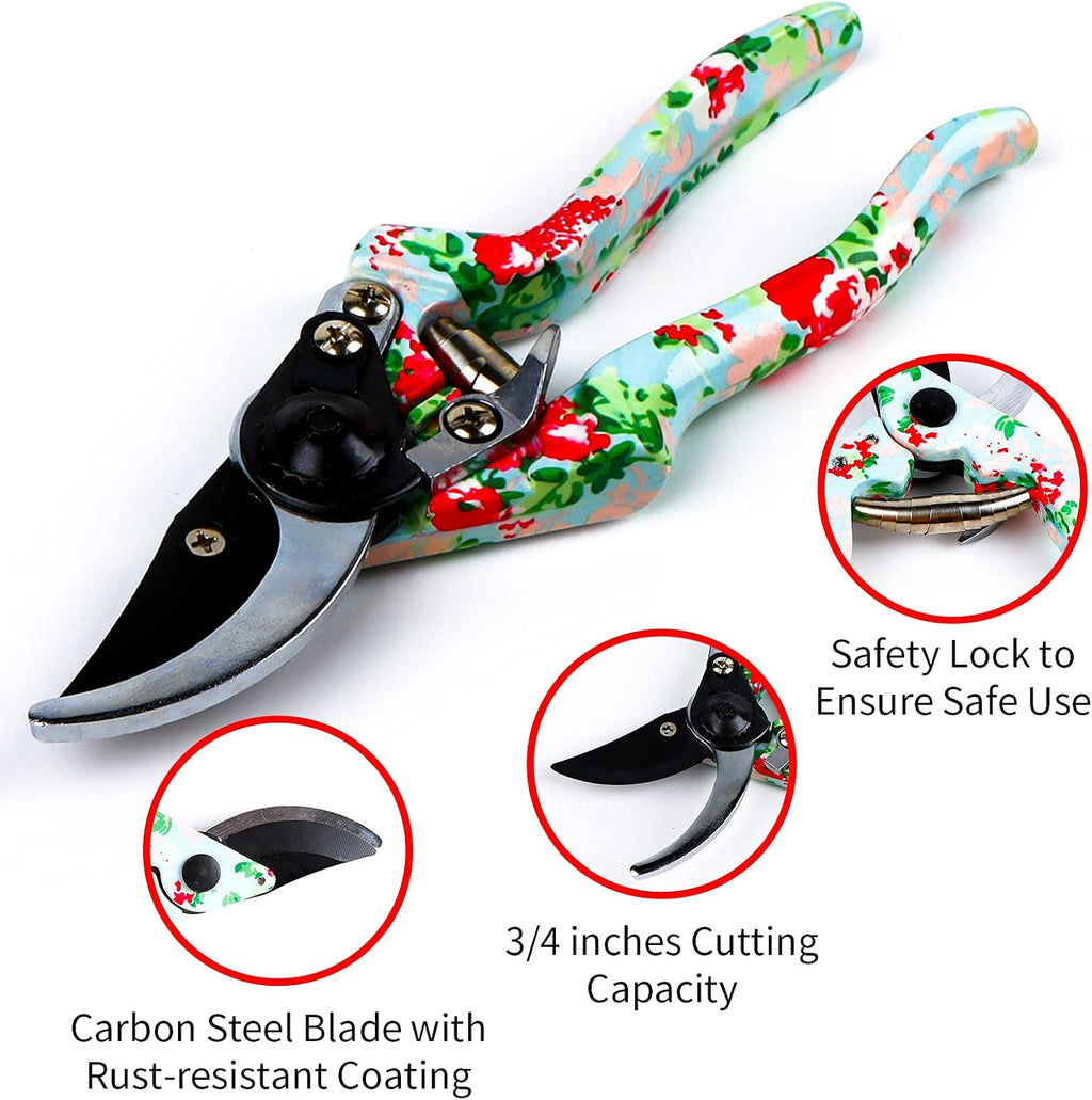 Womens Gardening Gifts Set - Floral Gardening Tools with Tote Bag - Gifts for Mom, Girlfriend or Women - Birthday
