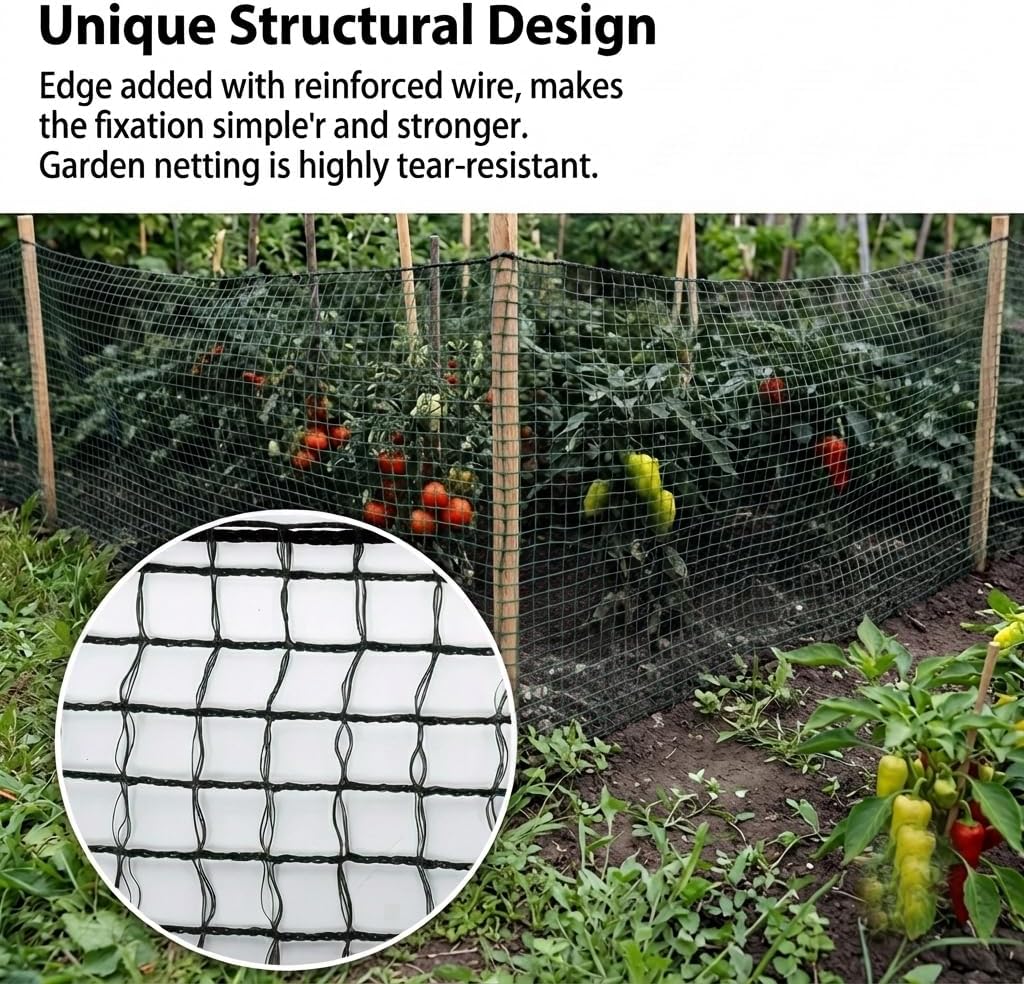 7x100ft Deer Fence Garden Netting 50GSM Square Mesh HDPE Black | Bird Netting And Fruit Tree Netting Shields
