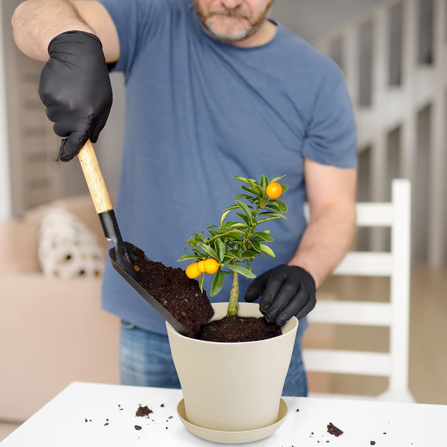 Hahood 20 Pack Plastic Planters 5.5 Inch Plant Flower Pot with Trays, Seedlings Nursery Pots Planter Flower Container