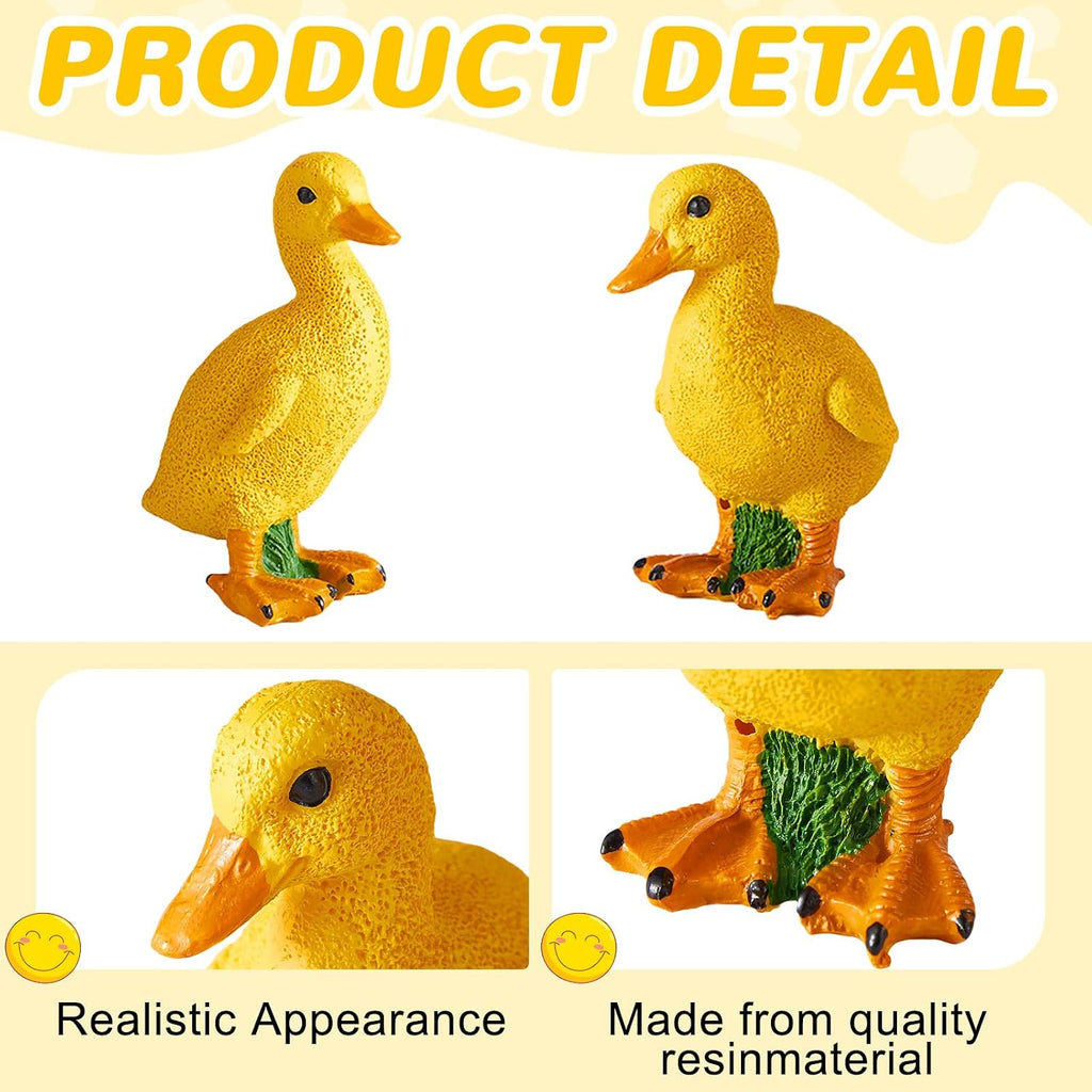 Lenwen 4 Pcs Resin Duck Figures Ducks Statue Duckling Outdoor Garden Statues for Patio Lawn Outdoor Yard Pond