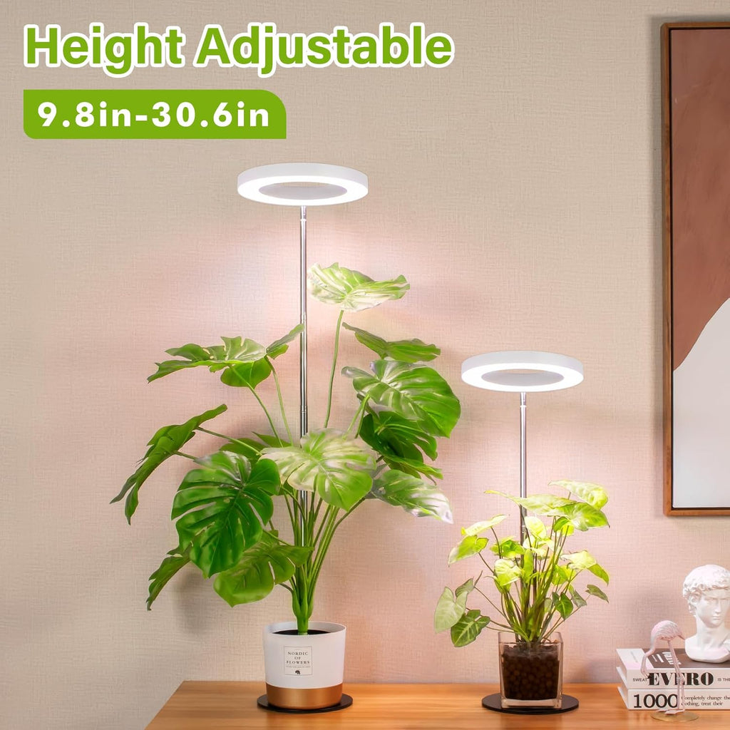 LORDEM Desk Grow Light, Full Spectrum LED for Indoor Plants | Auto On/Off Timer 4/8/12H, 4 Dimmable Levels, Height
