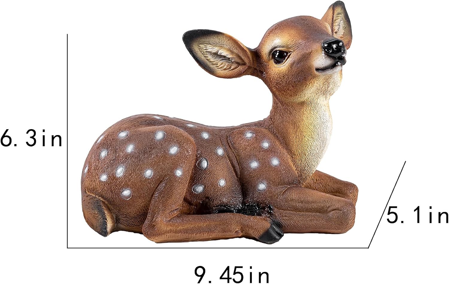 Outdoor Garden Deer Statue, Decorative Sculpture Brown Resin Fawn Sculpture, 9.45 x 6.3 x 5.1 inches Yard Lawn Decor