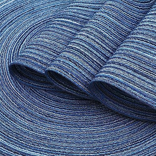 SHACOS Round Braided Placemats Set of 4 Dining Table Placemats 15 inch Circle Place Mats Easy to Clean Table Mats Indoor Outdoor, Blue Gray
