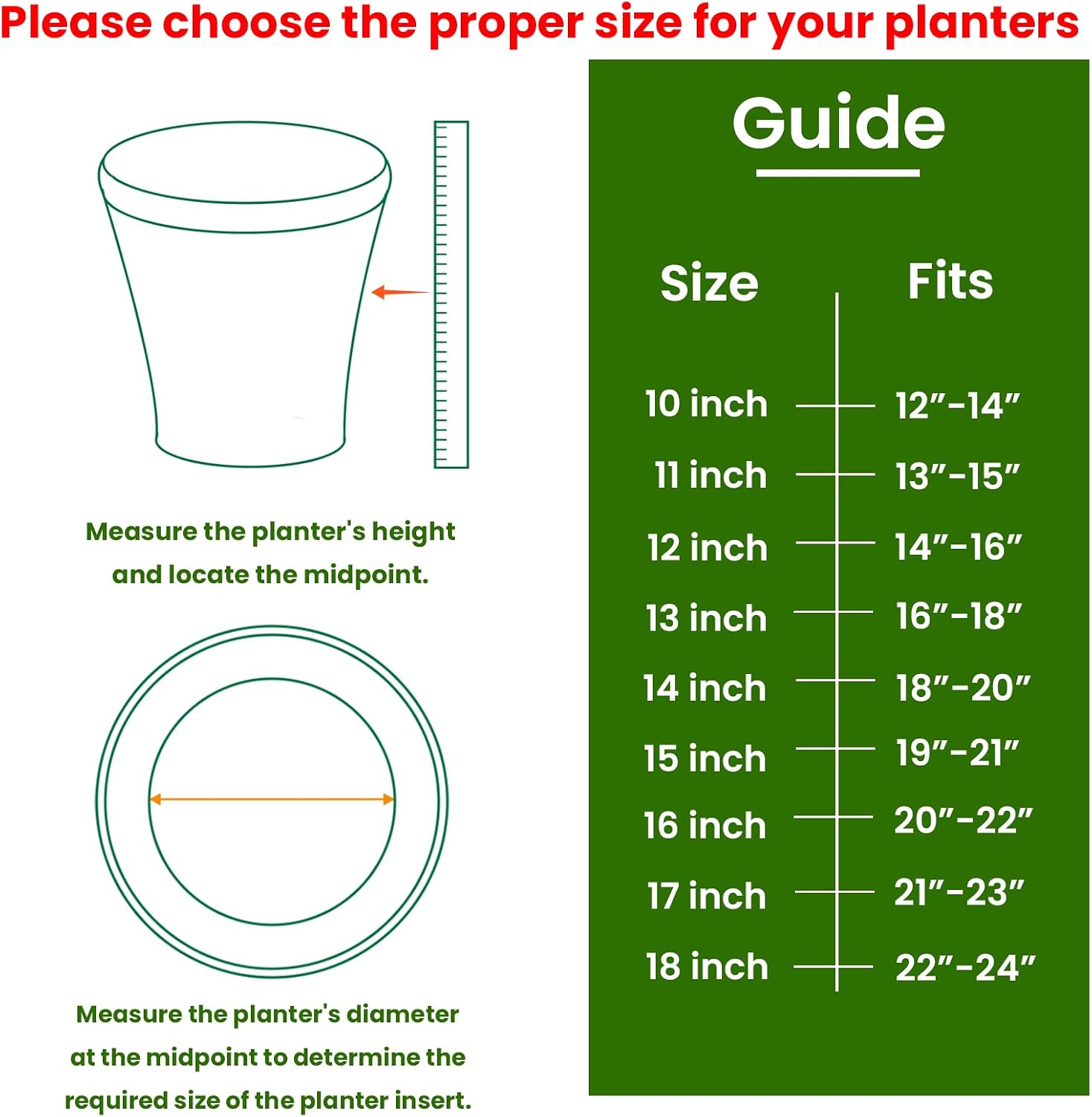 2-Pack Round Planter Insert - Plant Pot Insert, 18 inch | Use Less Potting Soil, Planter Accessories for Indoor &