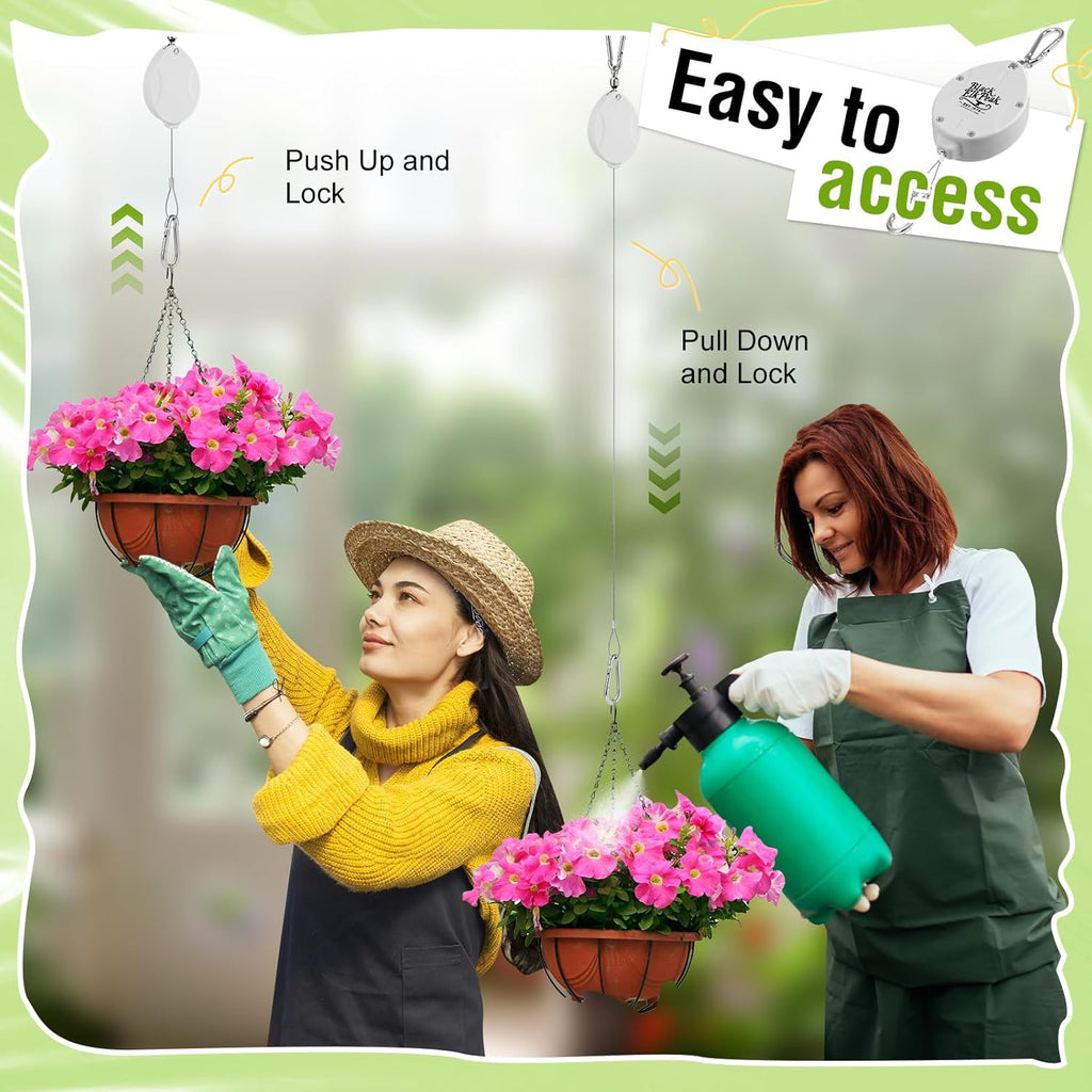 Plant Pulleys for Hanging Plants, Heavy Duty Retractable Hangers, 304 Stainless Steel Rope, Auto Plant Holder