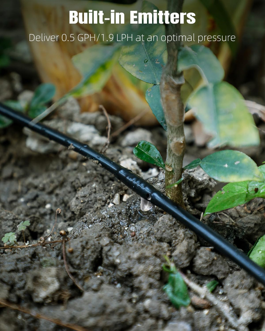 Pawfly 200 ft 1/4 Drip Irrigation Tubing, 1/4" Emitter Tubing with 6" Spacing, Polyethylene Drip Line with 24 Parts