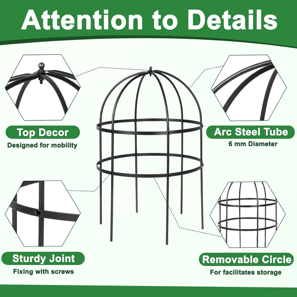 1 Pcs Jardin Bird Cage Plant Support 24" H Large Sturdy Grow-Through Flower Support Peony Cage Climbing Plant Support