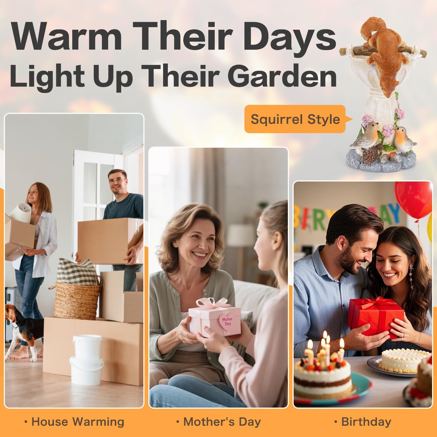 HUYIENO Solar Garden Statue Outdoor Decor Ornament Waterproof Solar Powered LED Lights for Yard, Patio, Lawn Gift for