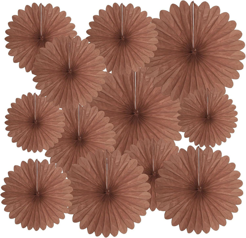 20 Pcs Deep Brown Hanging Paper Fan, Hanging Honeycomb Round Paper Fans for Weddings, Birthdays, Christmas, Baby Showers, Classroom, Events Ceiling Party Supplies Decorations