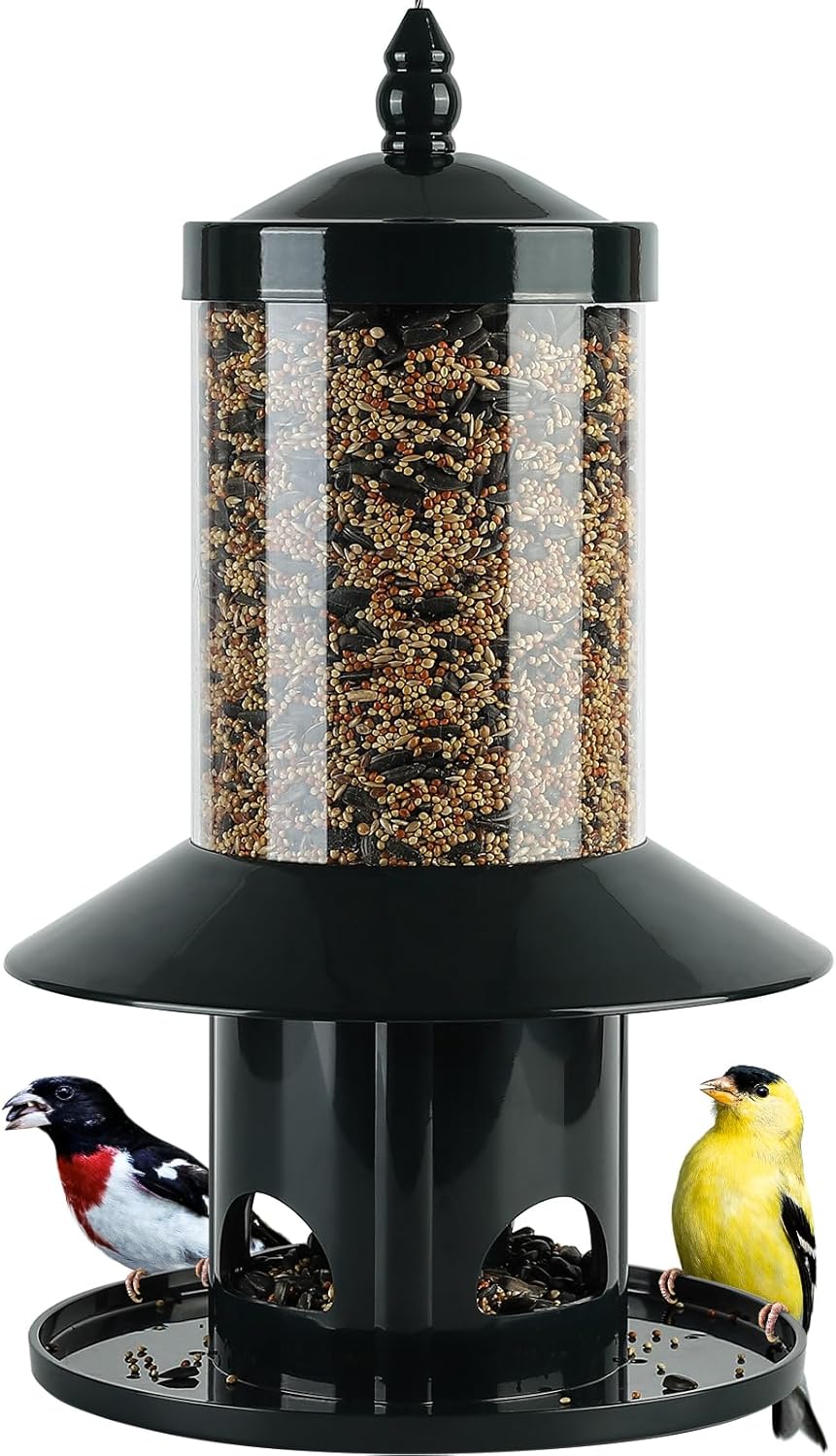 Metal Bird Feeder for Outdoors Hanging, Dark Green