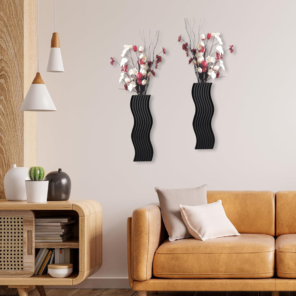 2 Pack Wall Decor Wood Wall Planters for Indoor Plants, Modern Wall Planter for Bathroom, Kitchen, Dining Room, Living