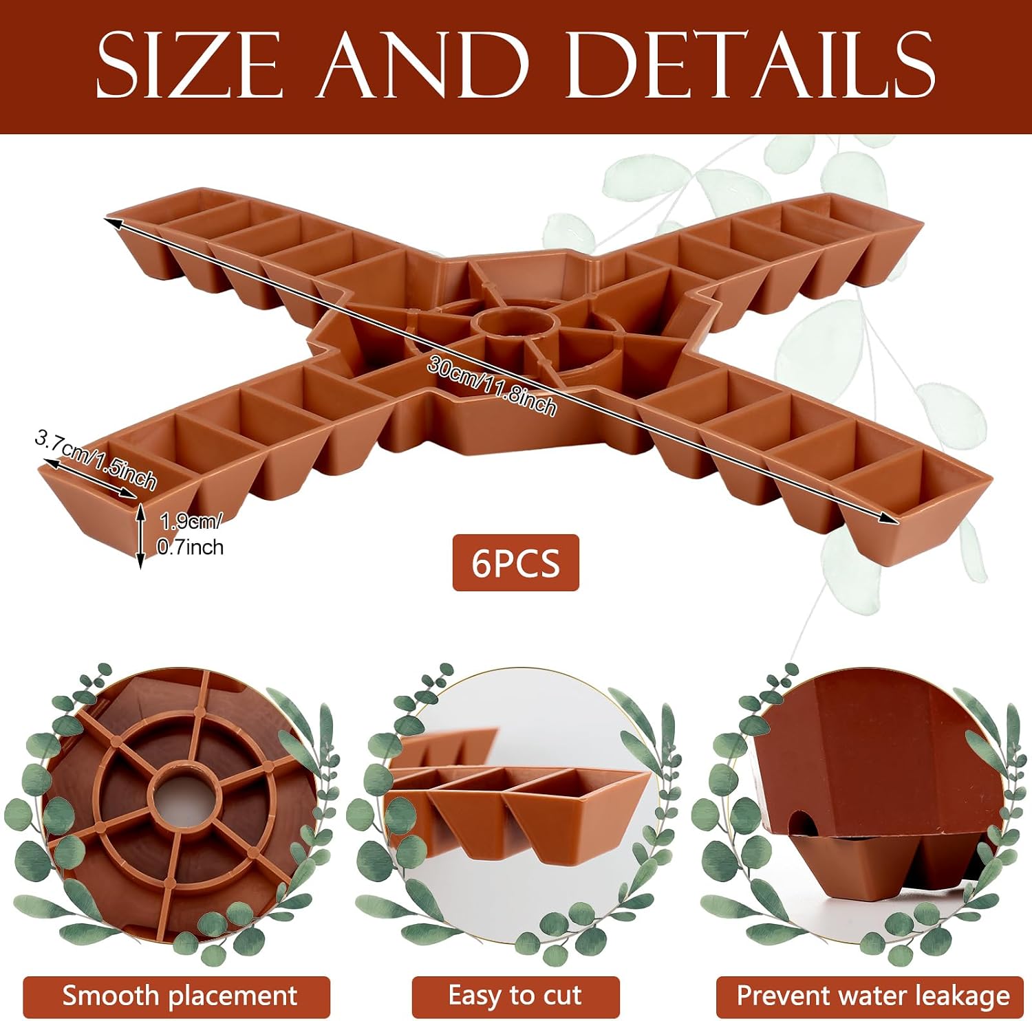 Panelee 6 Pcs Plant Pot Stand Riser 12 inch Plastic Under Plant Stand Adjustable Cuttable Prevent Water Damage for