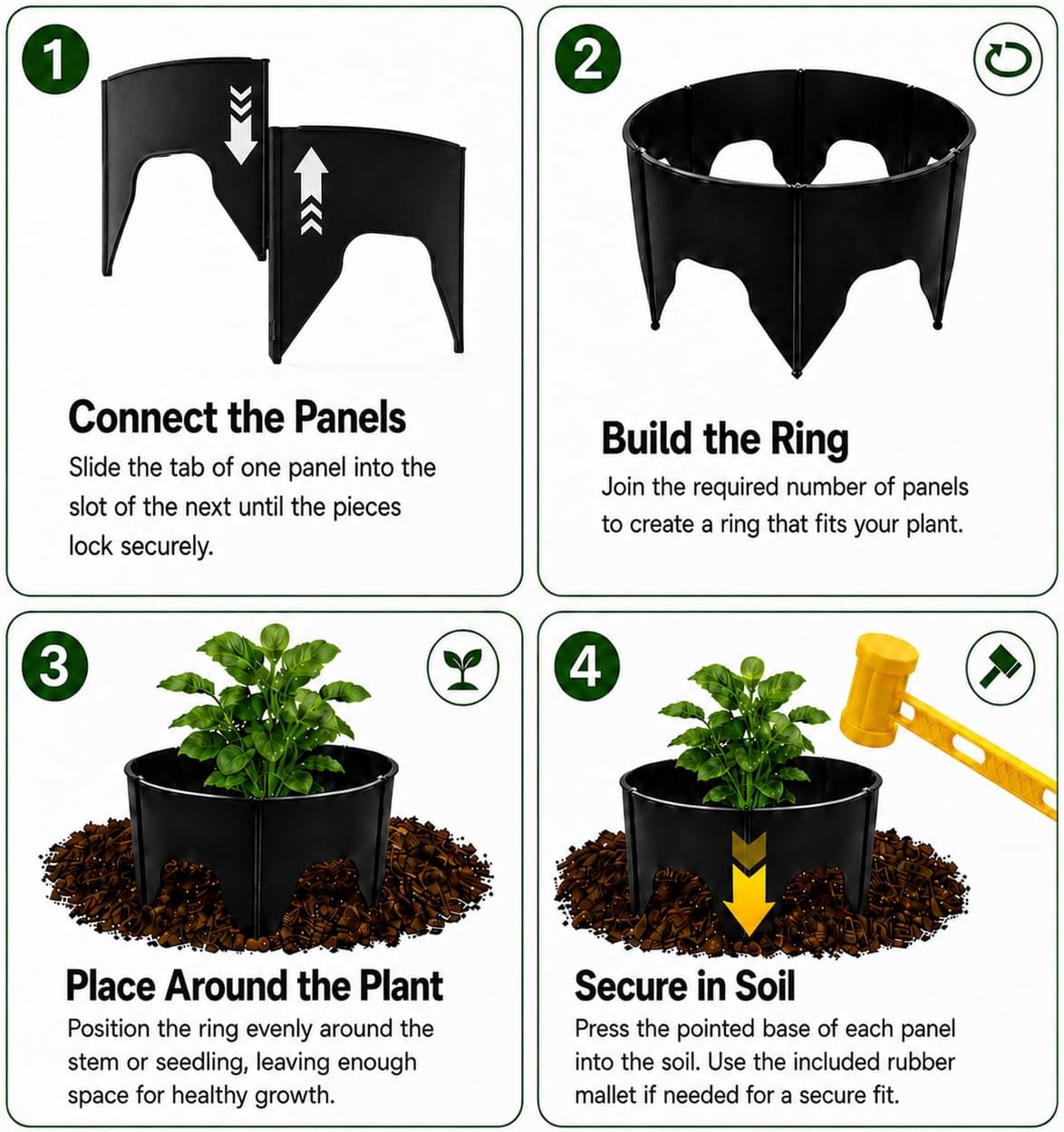 24 Pcs Adjustable Planting Grow Rings, Interlocking Garden Plant Rings, Spliceable Plant Circle Rings for Deep