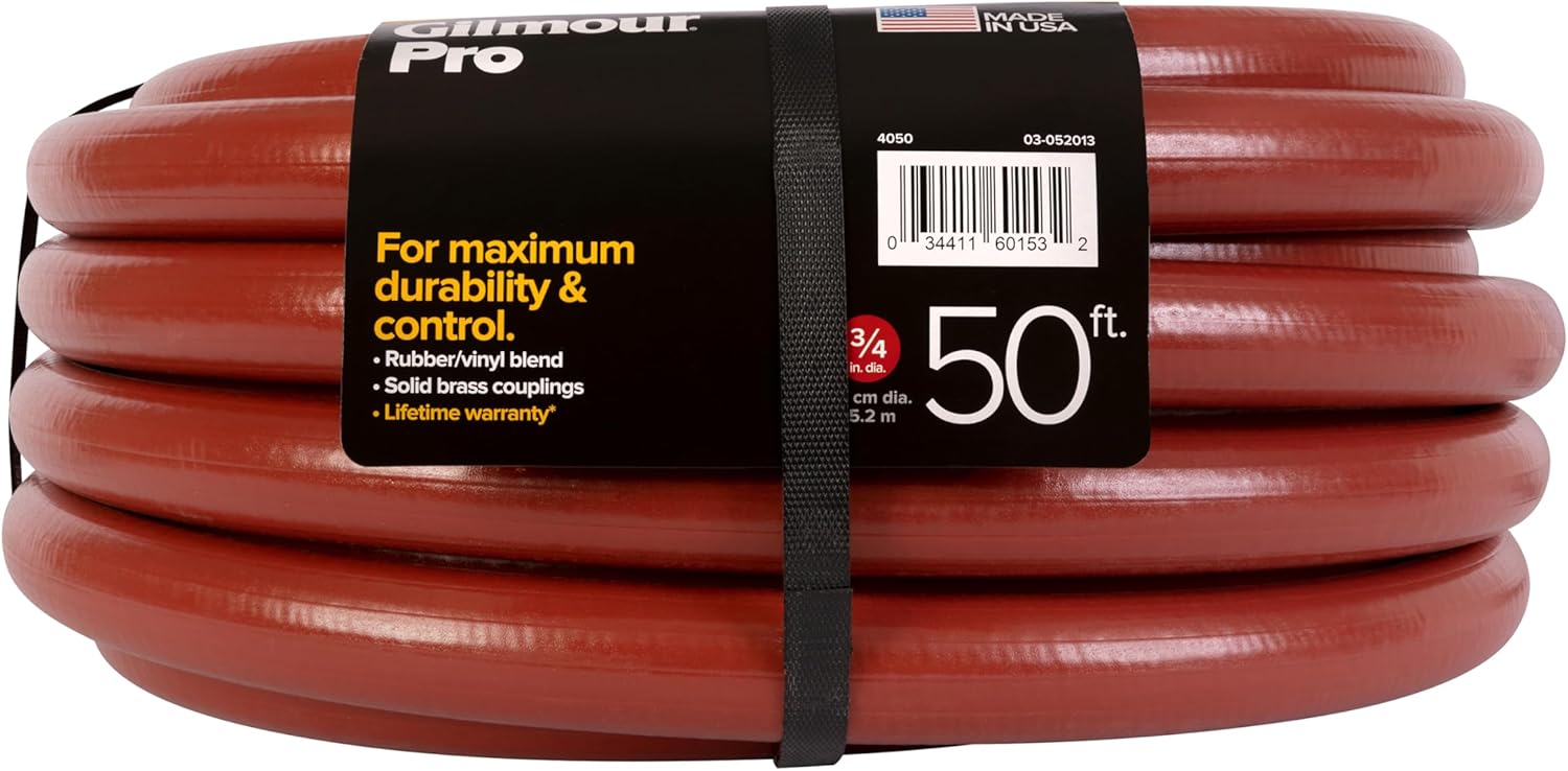 Gilmour Pro Commercial 3/4" x 50' Heavy Duty Water Hose, Durable and Kink Resistant 50 ft Garden Hose | 400 PSI burst