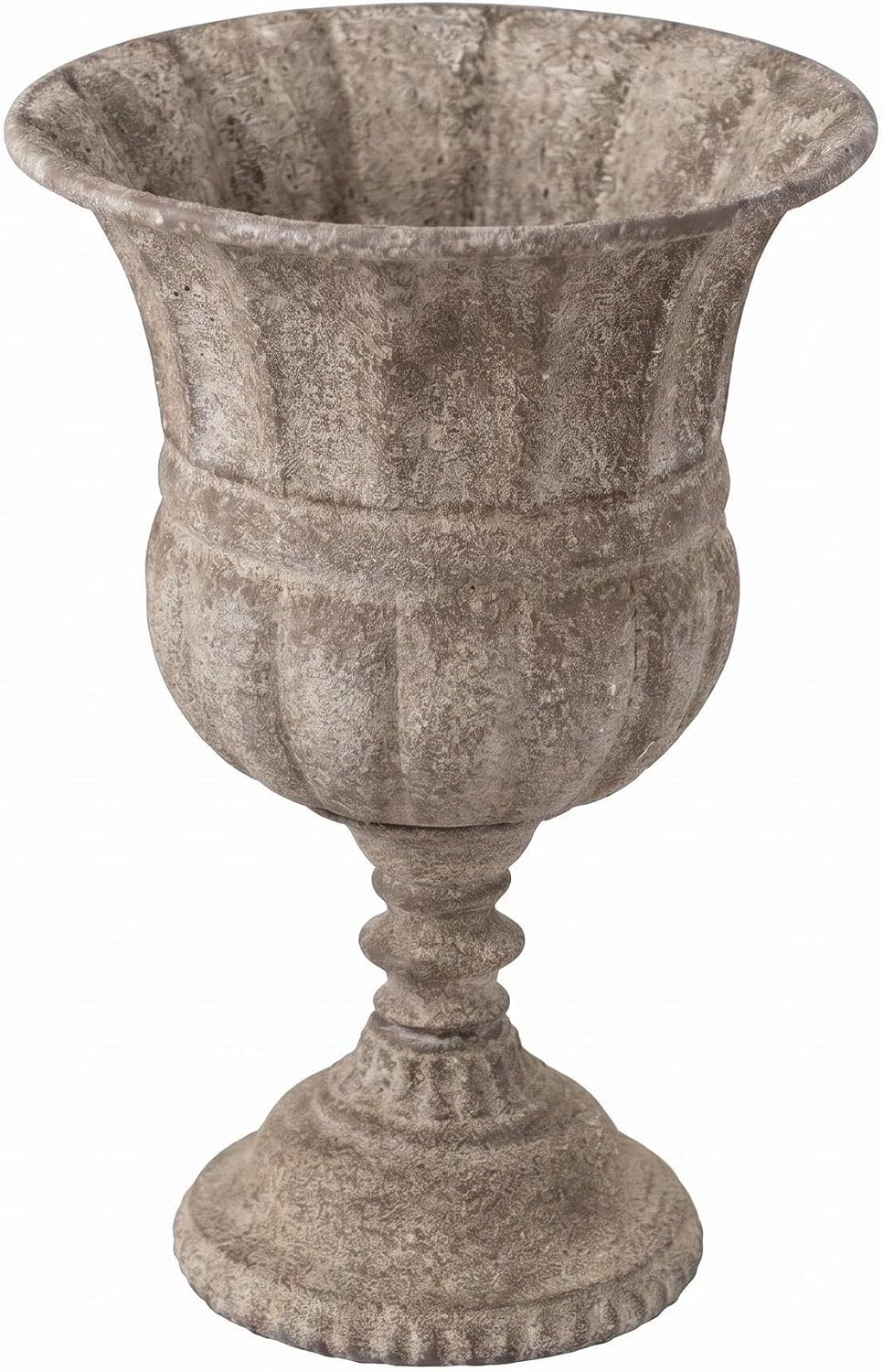 Vintage Urn Planter with Embossed Pattern, Imitation Stone Finish Flower Pot, Distressed Classic Plant Pot for Outdoor