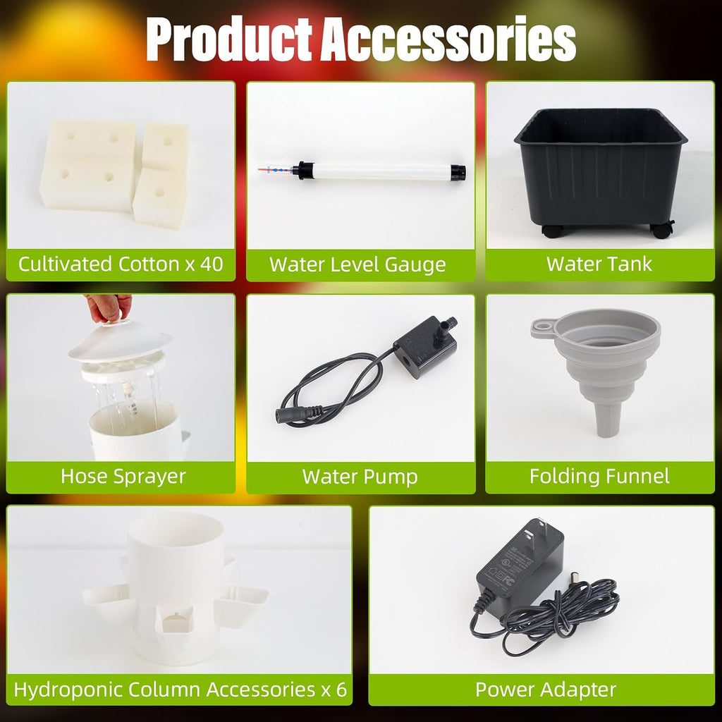 Hydroponics Growing System, Indoor Gardening System, Hydroponic Tower with 30 Liter Capacity Mobile Water Tank for