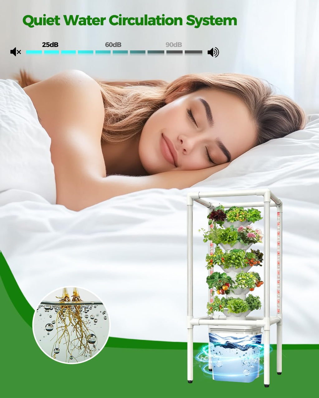 SJZX Hydroponics Growing System, Hydroponic Tower with Full-Spectrum Grow Lights, 5/14Tiers Indoor Outdoor Garden
