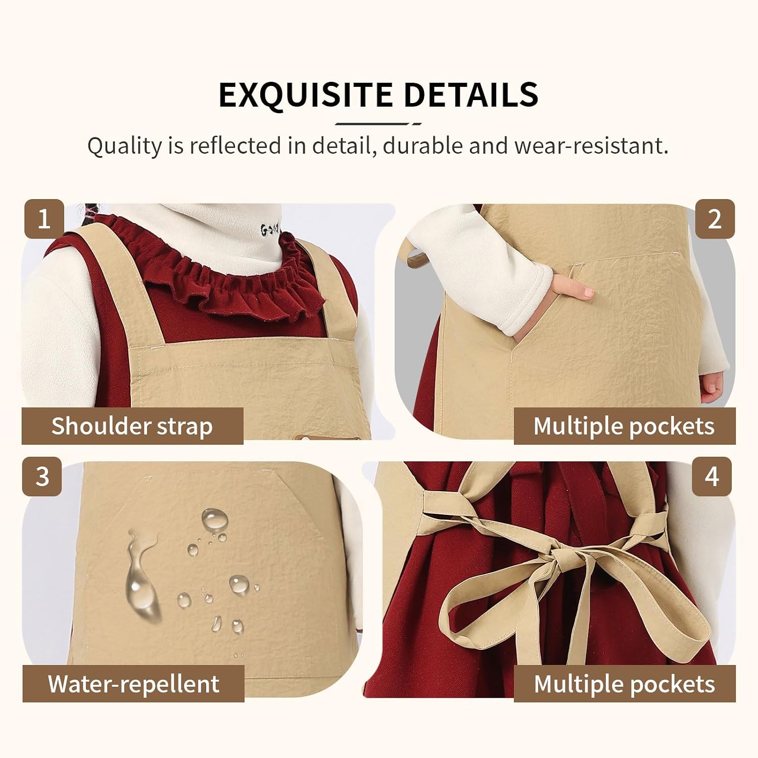Adjustable Unisex Kids Apron Ages 5-11, Large Pocket, Waterproof Easy Clean, Ideal for Cooking Baking Gardening Art