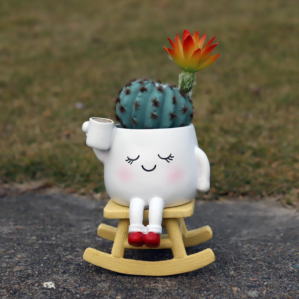 Dolkgy Cute Plant Pots Face Planters Set, Fun Head Planters Cactus Succulent Pots for Indoor Outdoor Plants, Unique