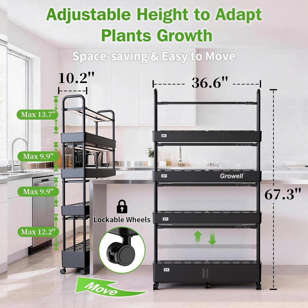 Growell Large Hydroponics Growing System Kit, 120 Pods Vertical Indoor Herb Garden Kit with 2 Light Modes & Auto