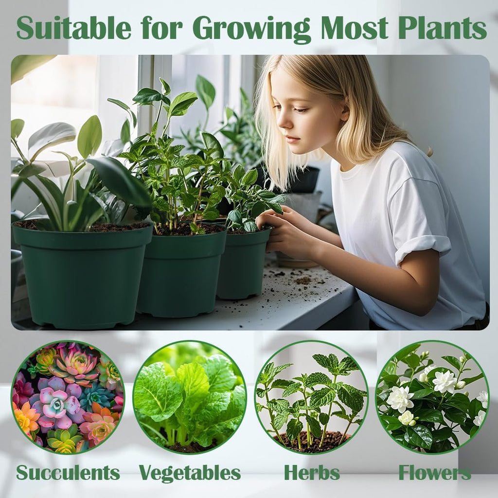 RooTrimmer 15 Pack 4/6/8 Inch Plant Nursery Pots, Sturdy Plant Pots with Drainage Holes, Ideal for Seedlings