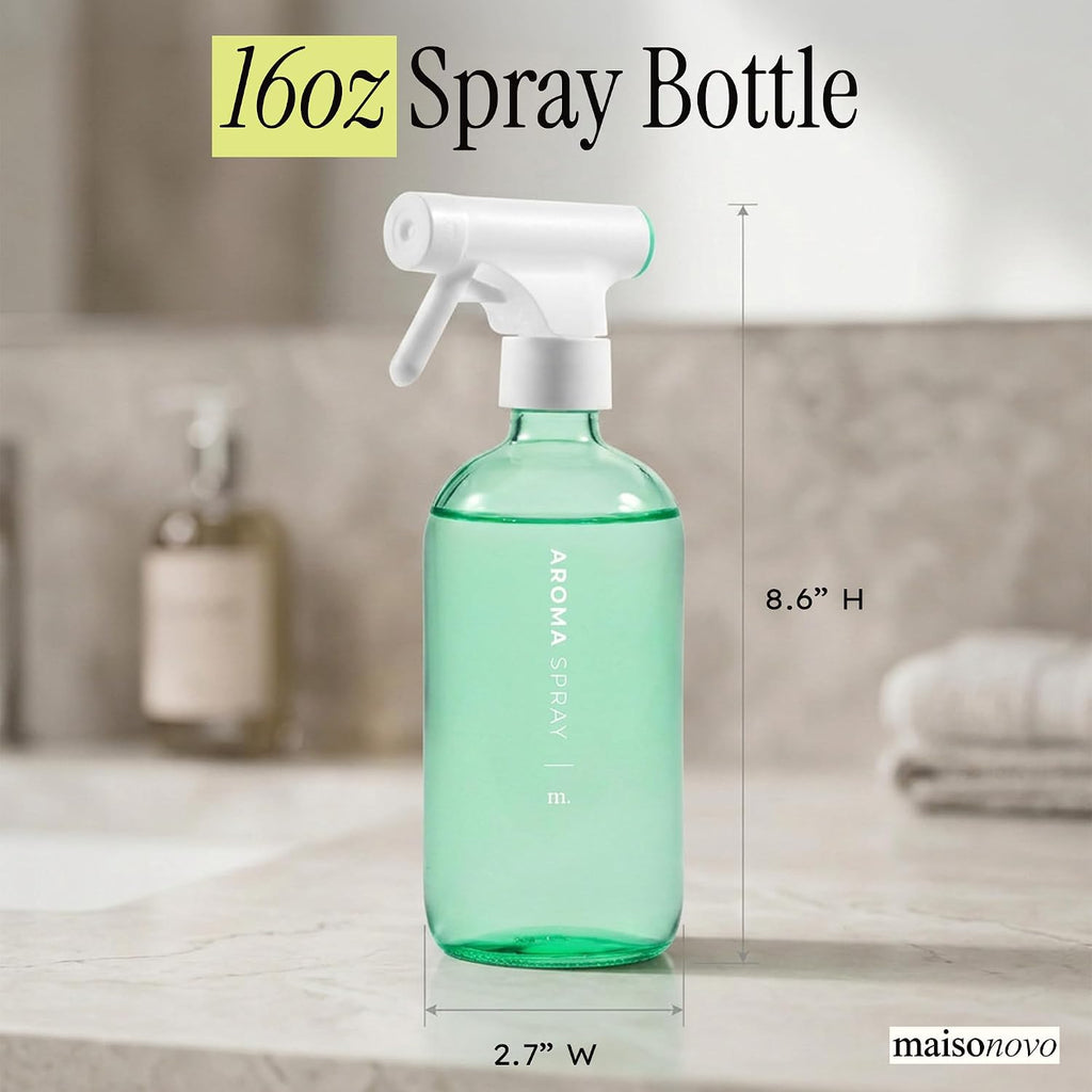 MaisoNovo Green Glass Spray Bottle 16.9 oz Pack of 2 - Green Spray Bottles for Plants with Fortified Glass & Fine Mist
