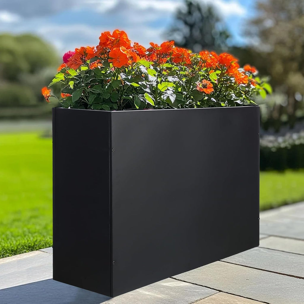 BAYN Large Metal Rectangular Garden Planter Box 32”x 12”x 24” | Modern Design, Weather-Resistant Coating, Heavy Duty