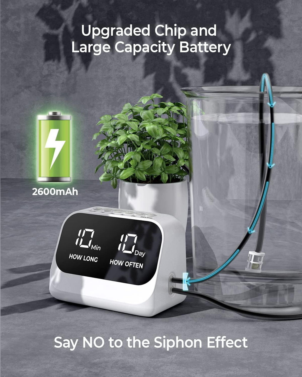 Automatic Watering System for Potted Plants, Plant Waterer, DIY Drip Irrigation Kit with Smart Timer, Waterproof LED