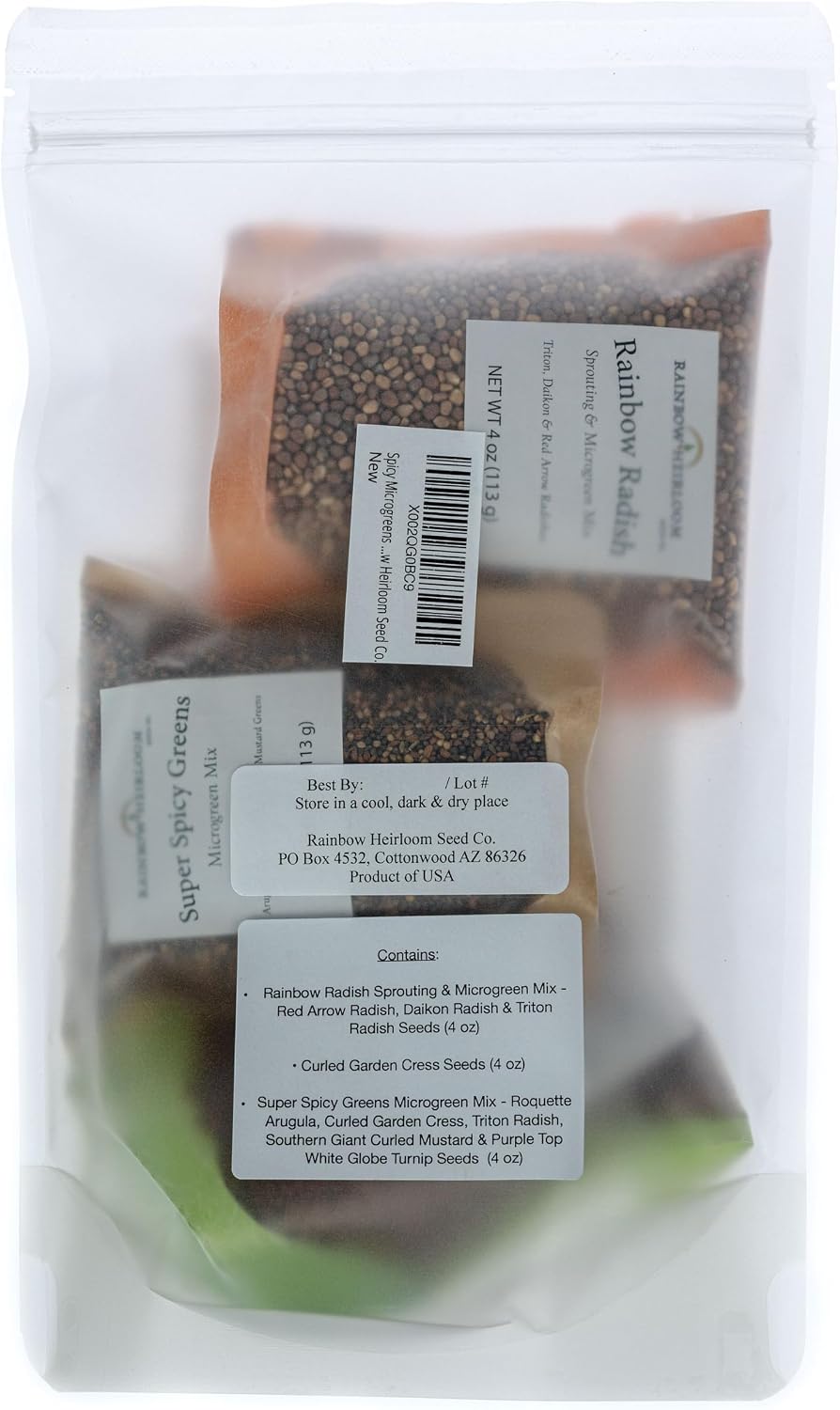Spicy Microgreens Seed Variety Pack for Planting | Contains Super Spicy Microgreen Mix, Rainbow Radish Mix, Garden