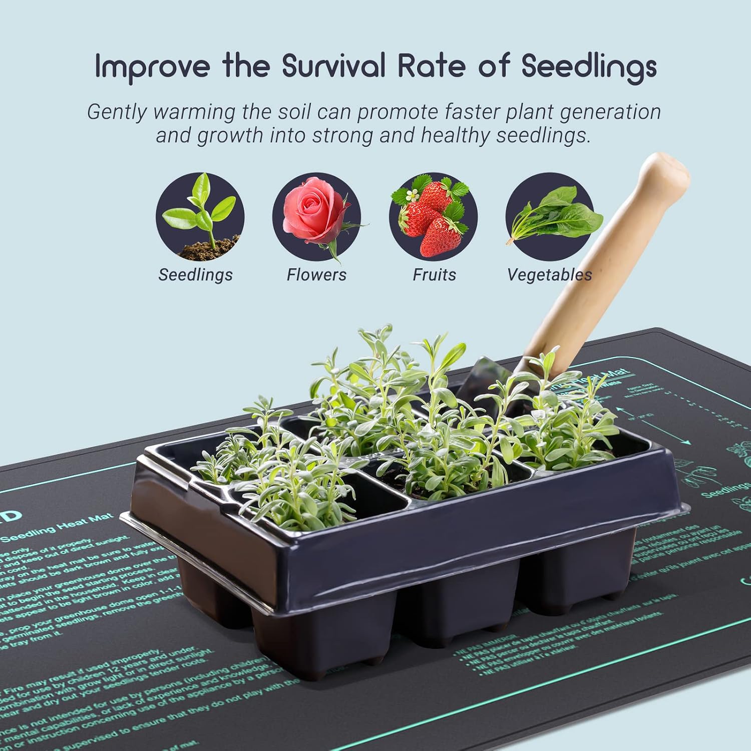 LUXBIRD 2 Pack Seedling Heating Mat for Seed Starting, 10”x 20.75” Durable Waterproof Warm Hydroponic Heating Pad for