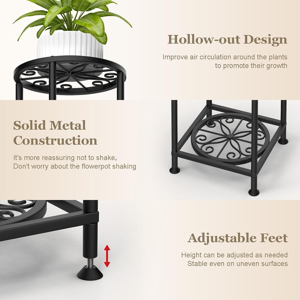 4 Tier Plant Stand Indoor Outdoor, Tall Metal Corner Flower Shelf Holder for Multiple Plants, Space-Saving Rustproof
