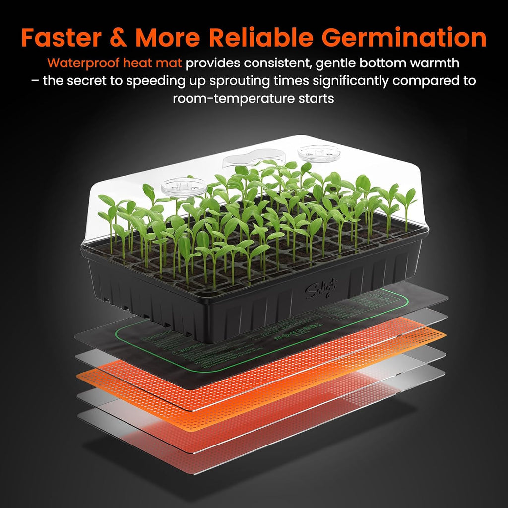 SOLIGT 3 Set 60-Cell Seed Starter Kit with Domes, Cell Trays and Heat Mats | Cloning, Propagation and Germination